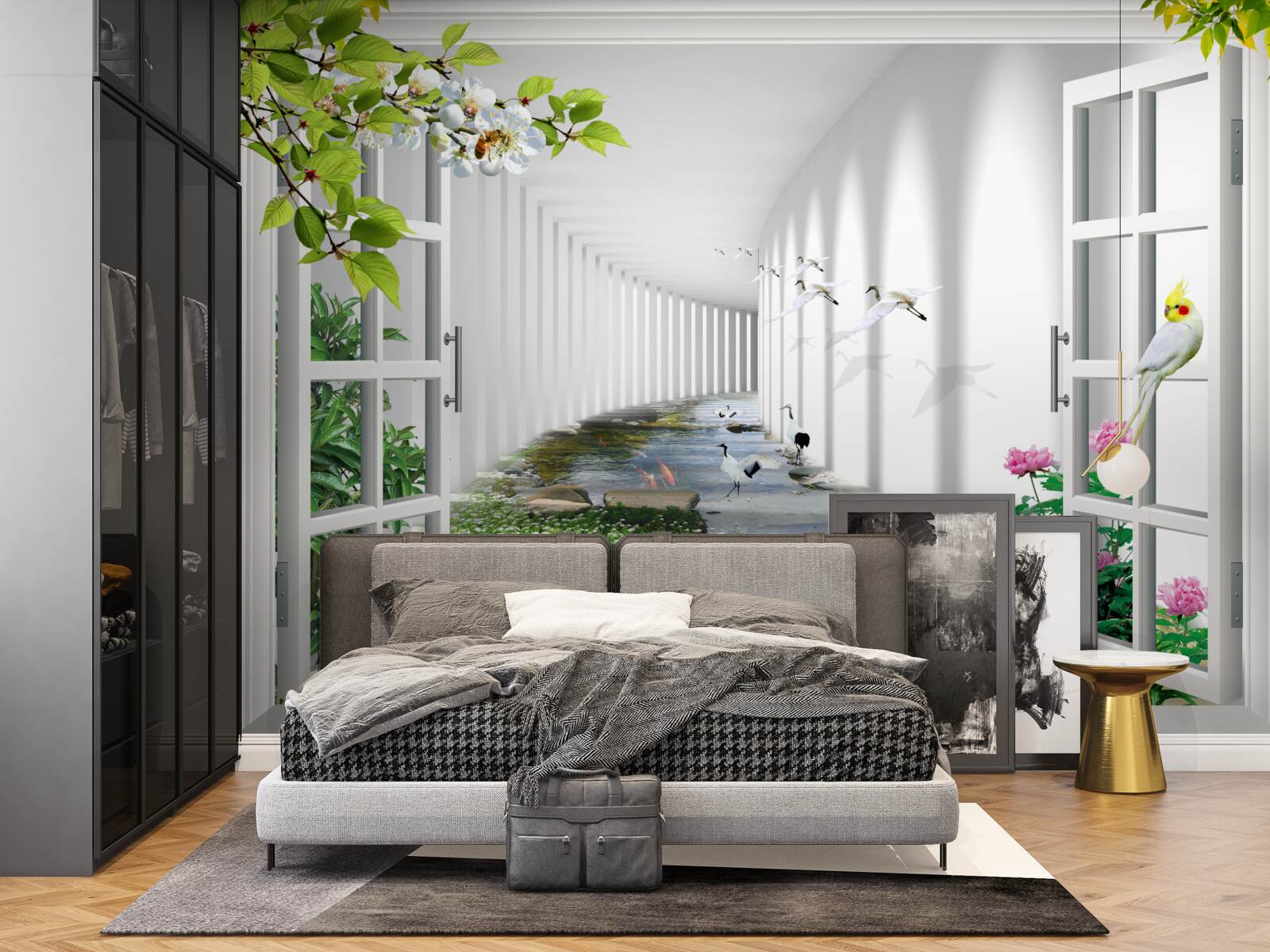 Fototapeta pohľad z okna na zelený tunel