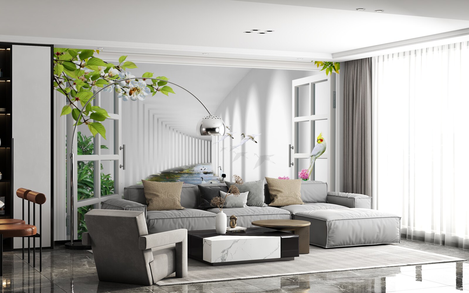 Fototapeta pohľad z okna na zelený tunel