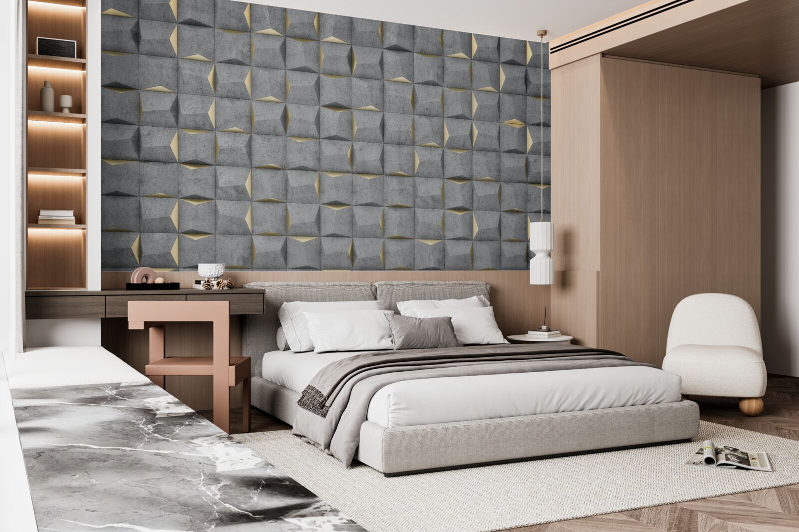 Fototapeta 3D obdĺžniky so zlatými prvkami