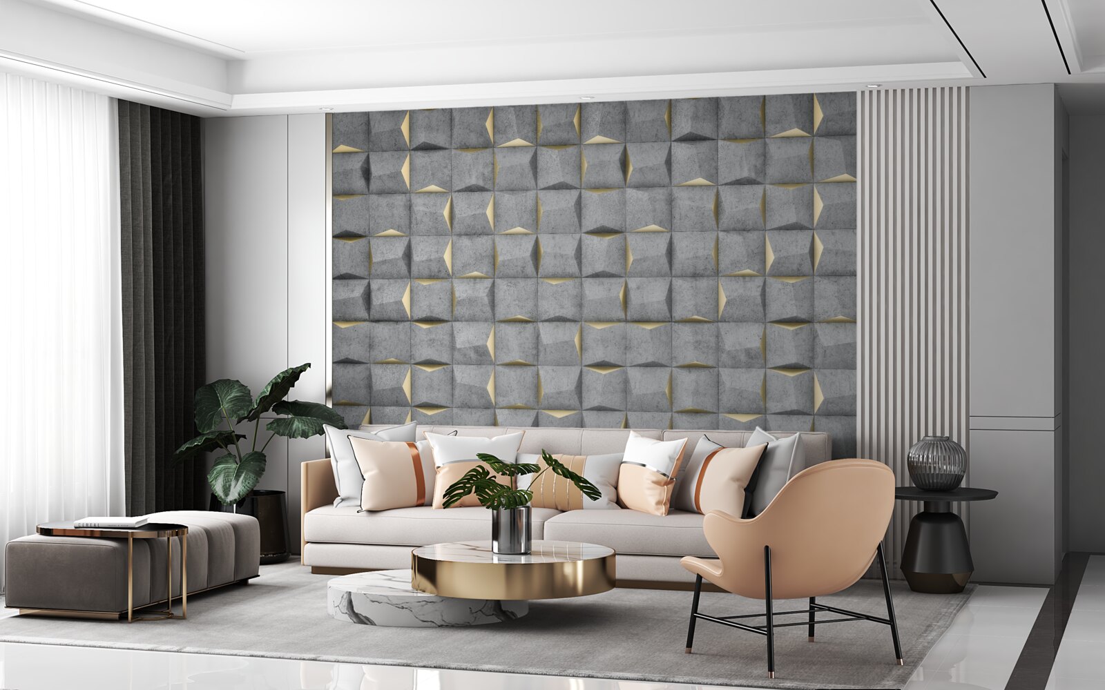 Fototapeta 3D obdĺžniky so zlatými prvkami