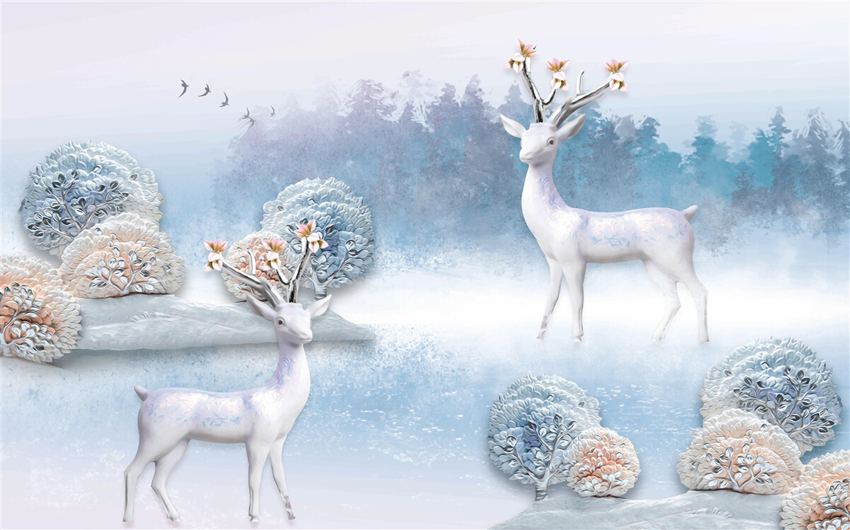 Fototapeta jeleň v zimnom lese