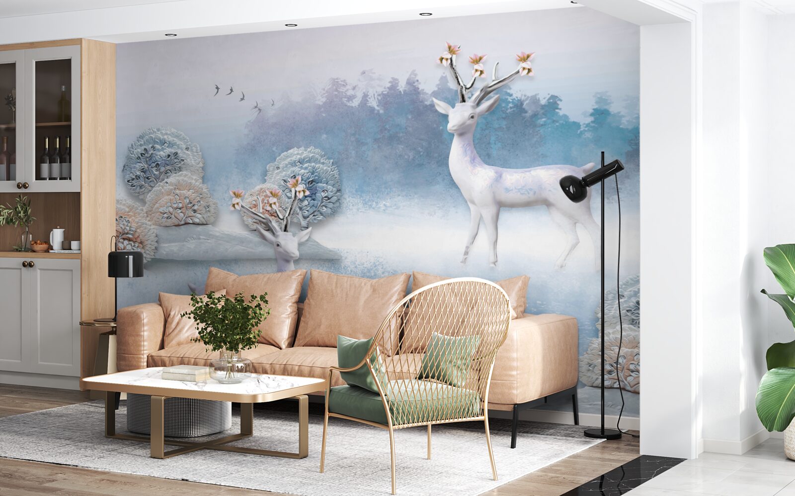 Fototapeta jeleň v zimnom lese