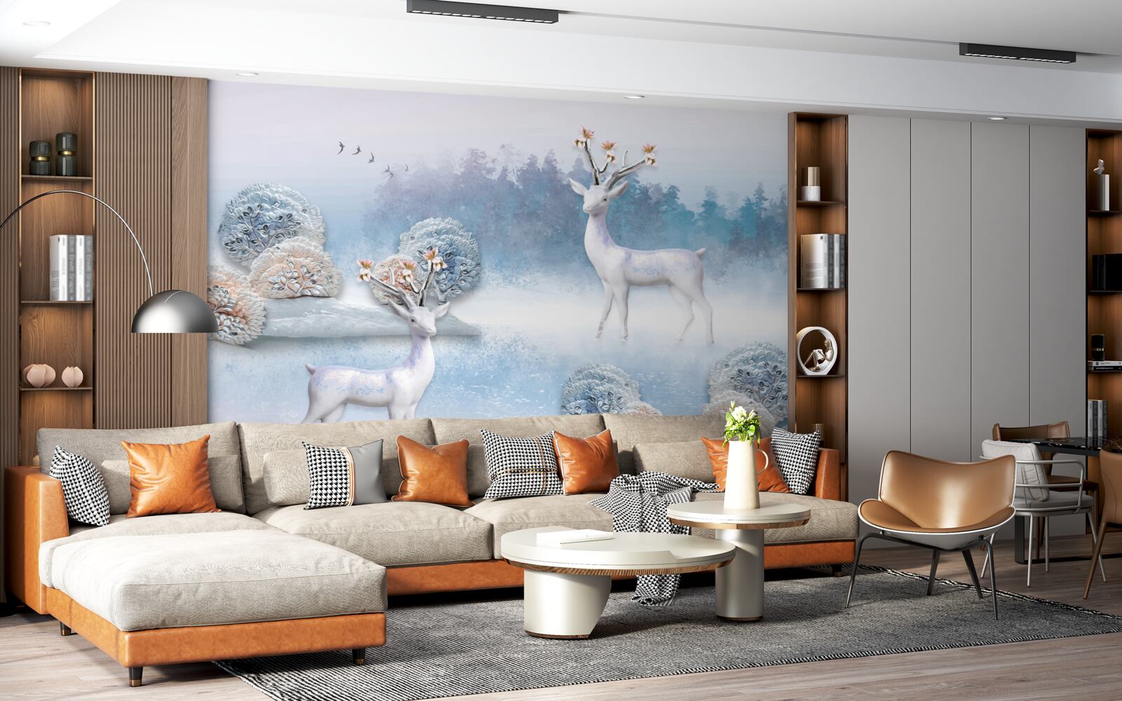 Fototapeta jeleň v zimnom lese