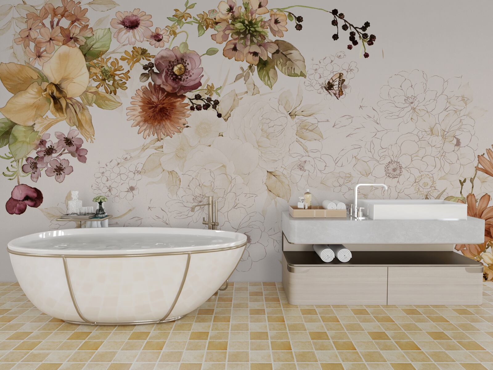 Fototapeta kvetinové aranžmány na jemnom pozadí