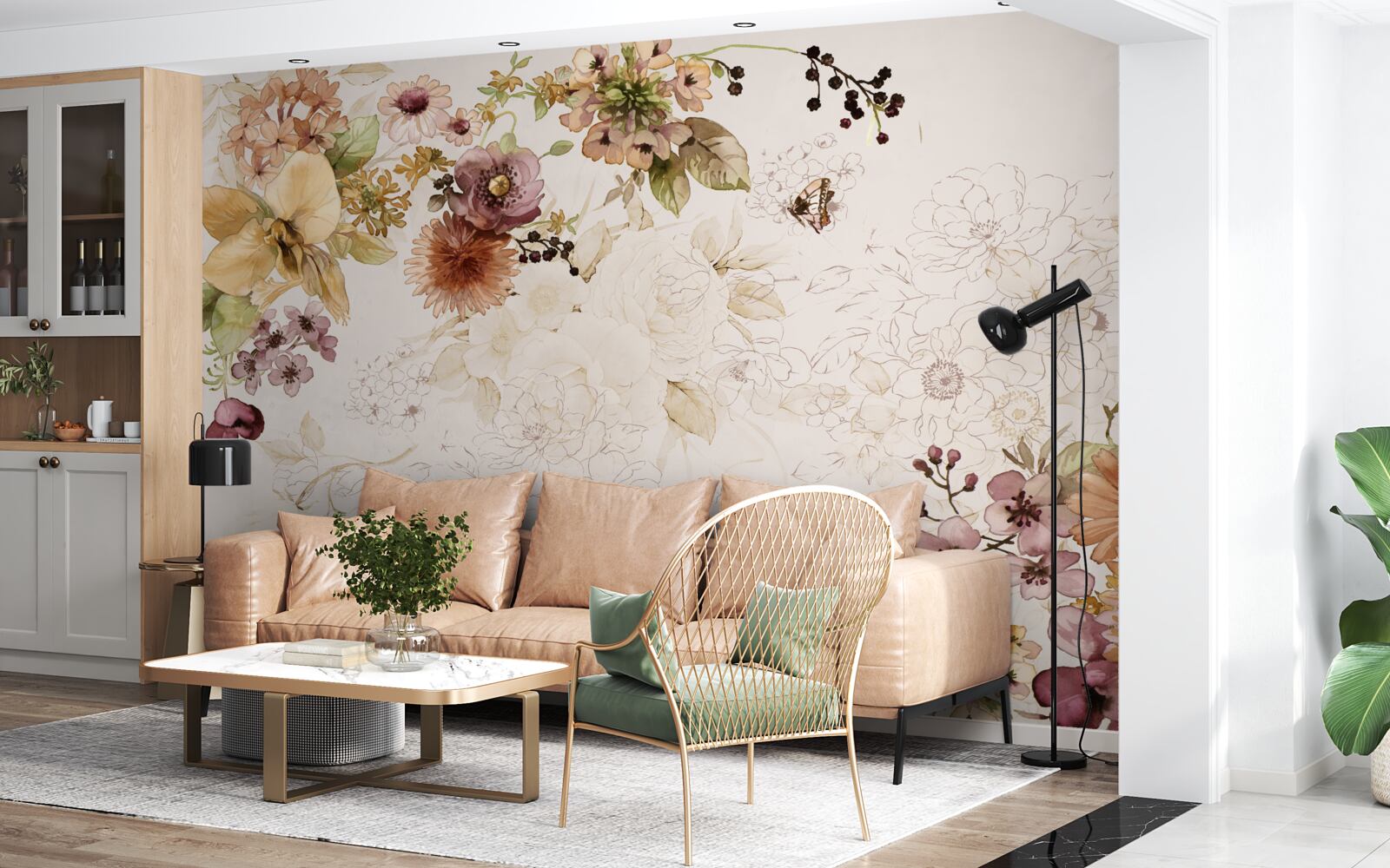 Fototapeta kvetinové aranžmány na jemnom pozadí