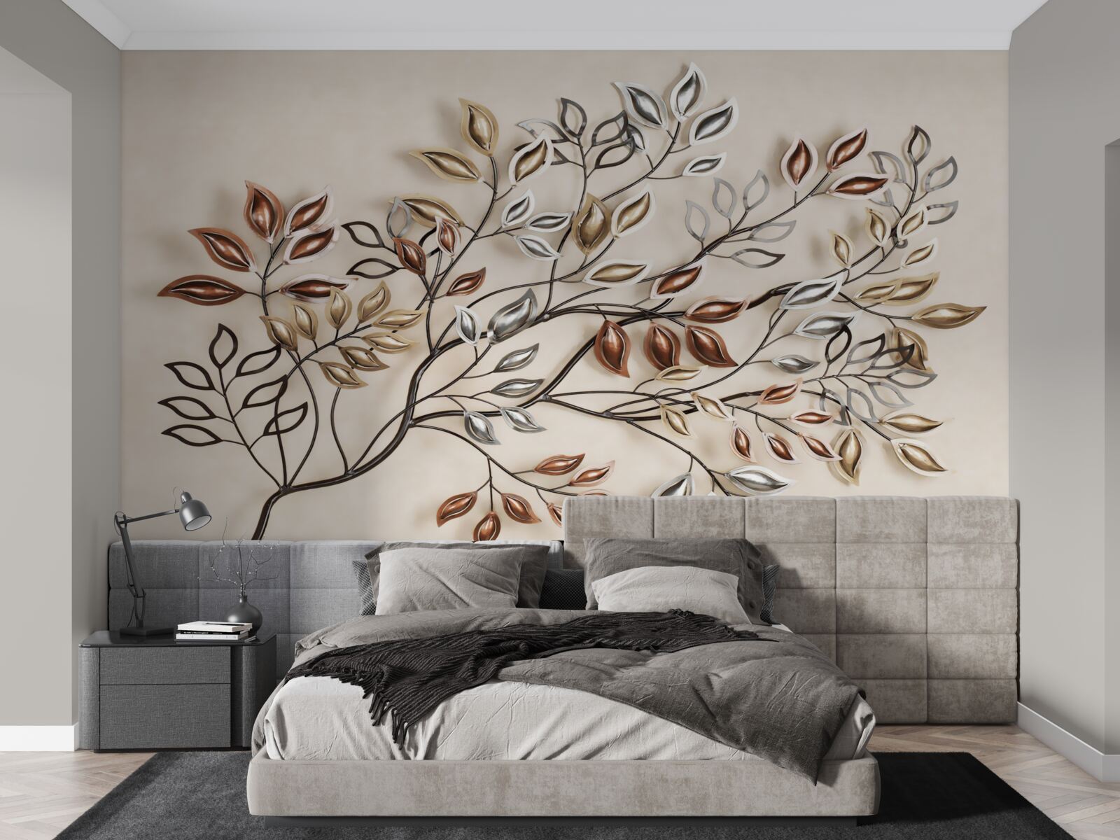 Fototapeta kovové listy na konári