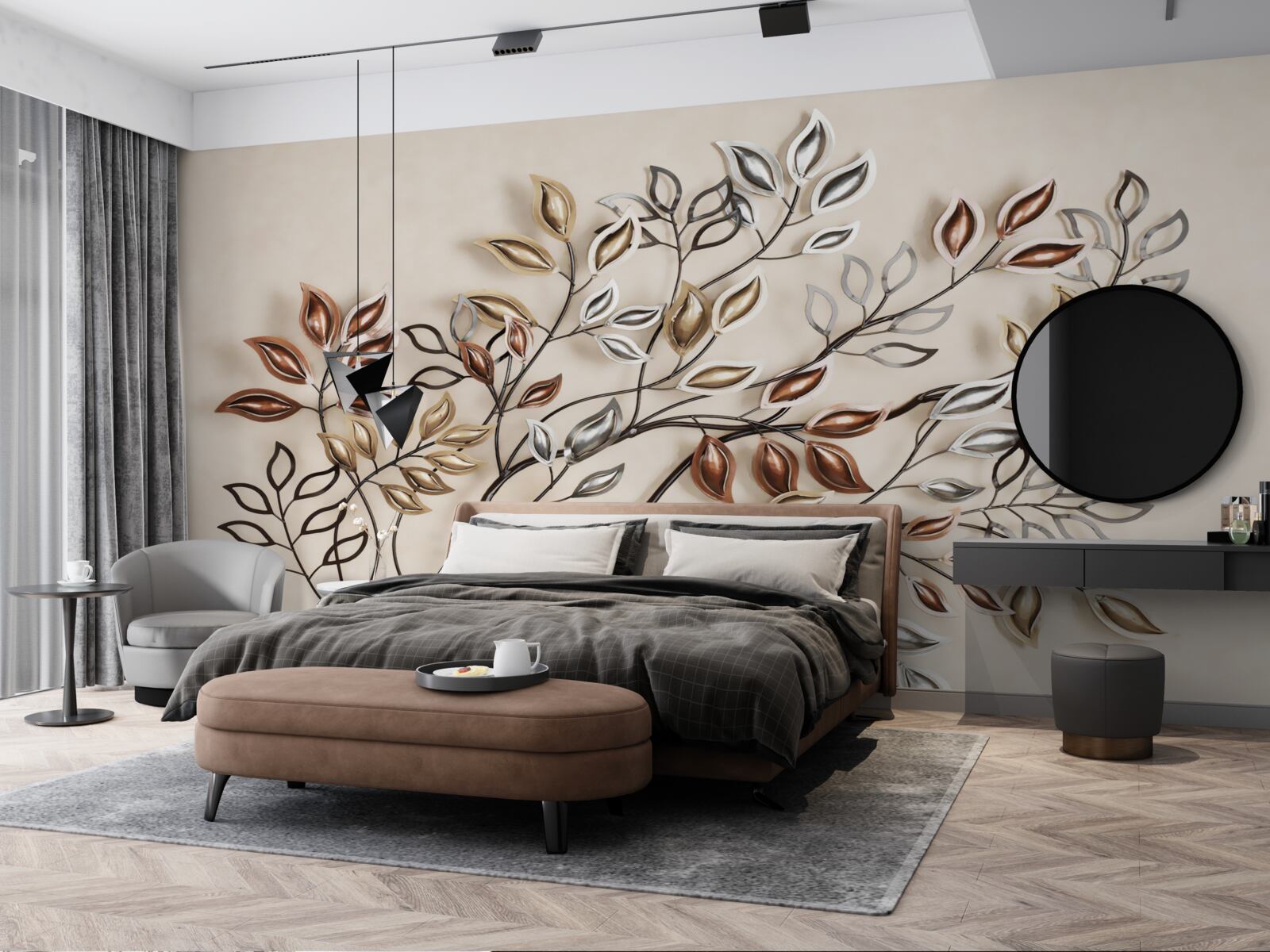 Fototapeta kovové listy na konári