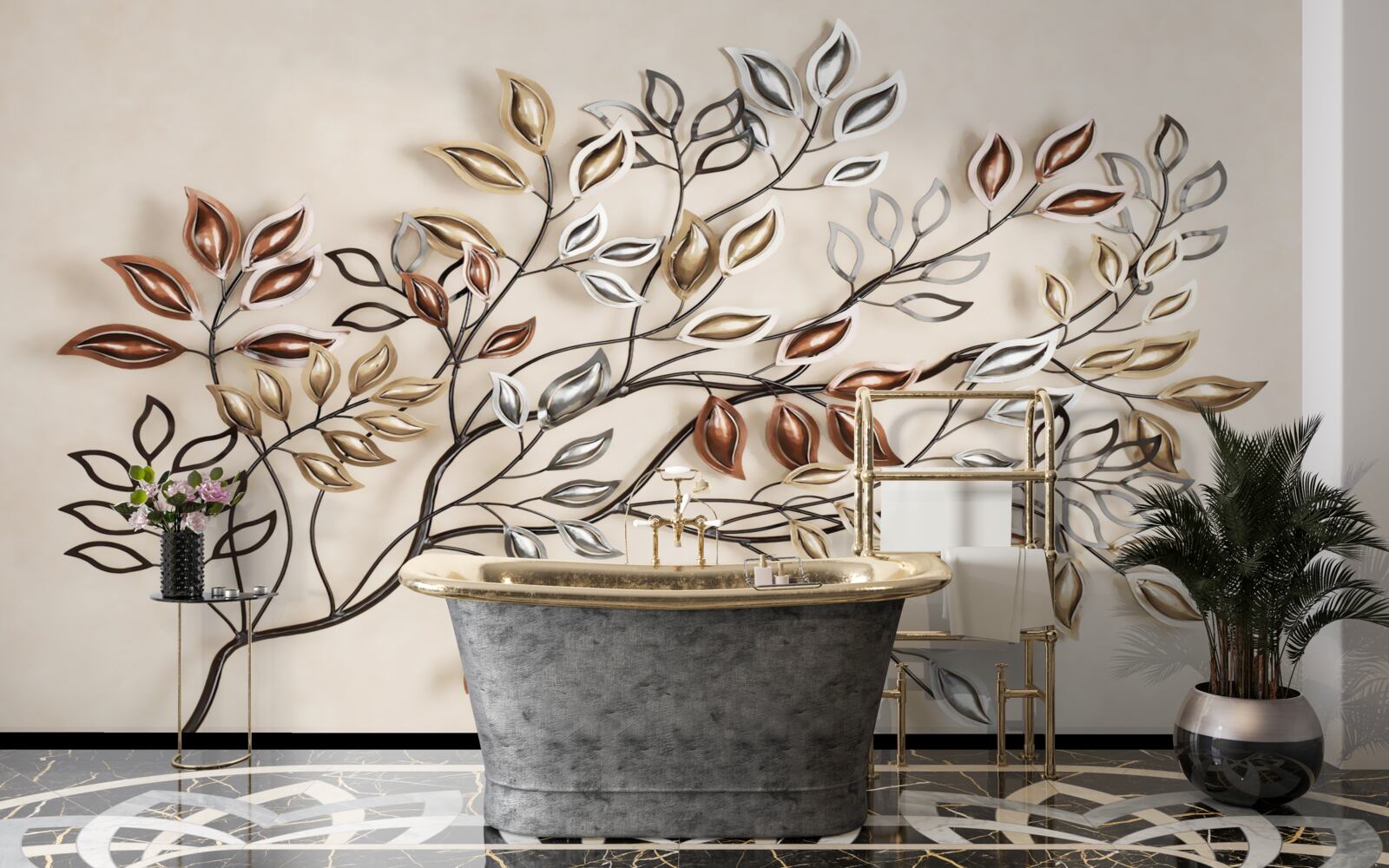 Fototapeta kovové listy na konári