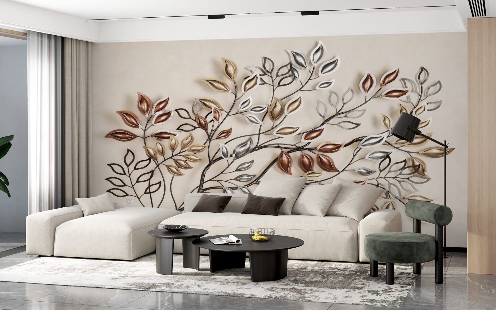 Fototapeta kovové listy na konári