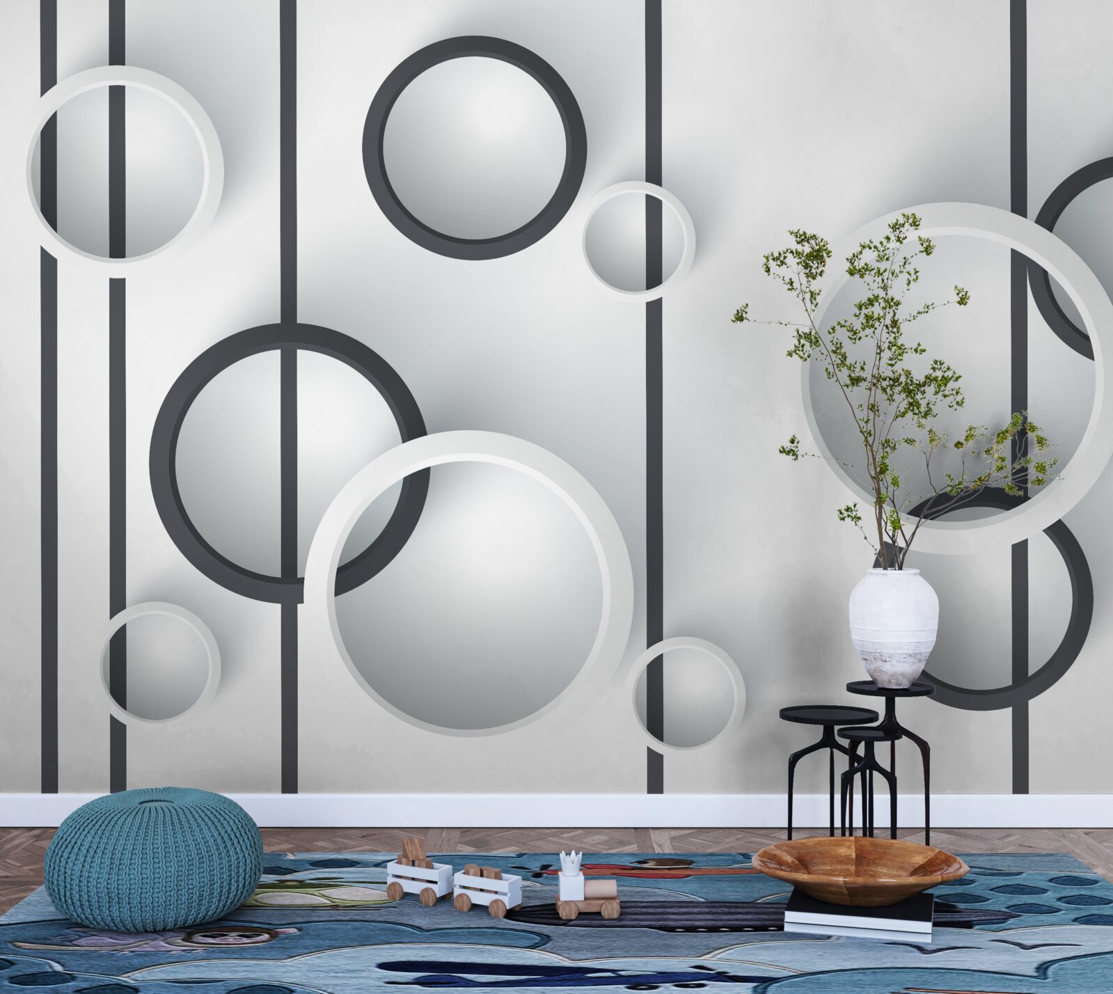 Fototapeta kruhy a čiary v abstrakcii