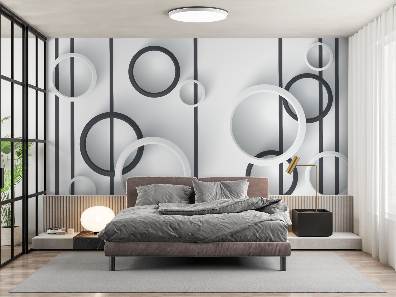 Fototapeta kruhy a čiary v abstrakcii