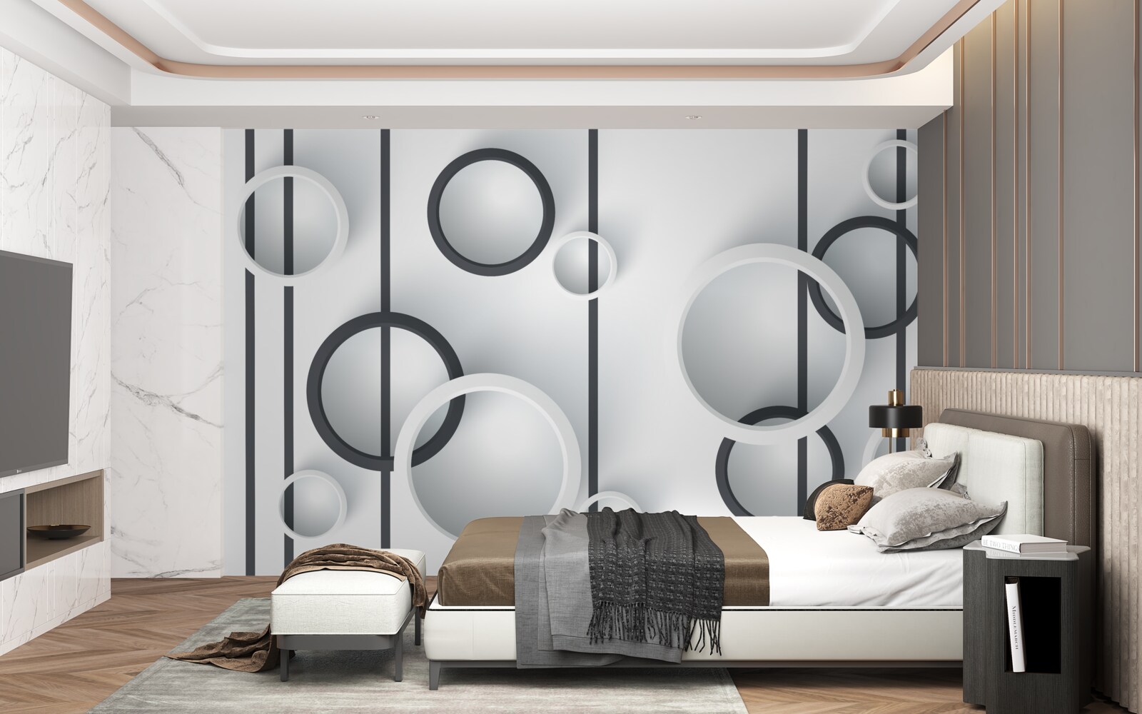 Fototapeta kruhy a čiary v abstrakcii