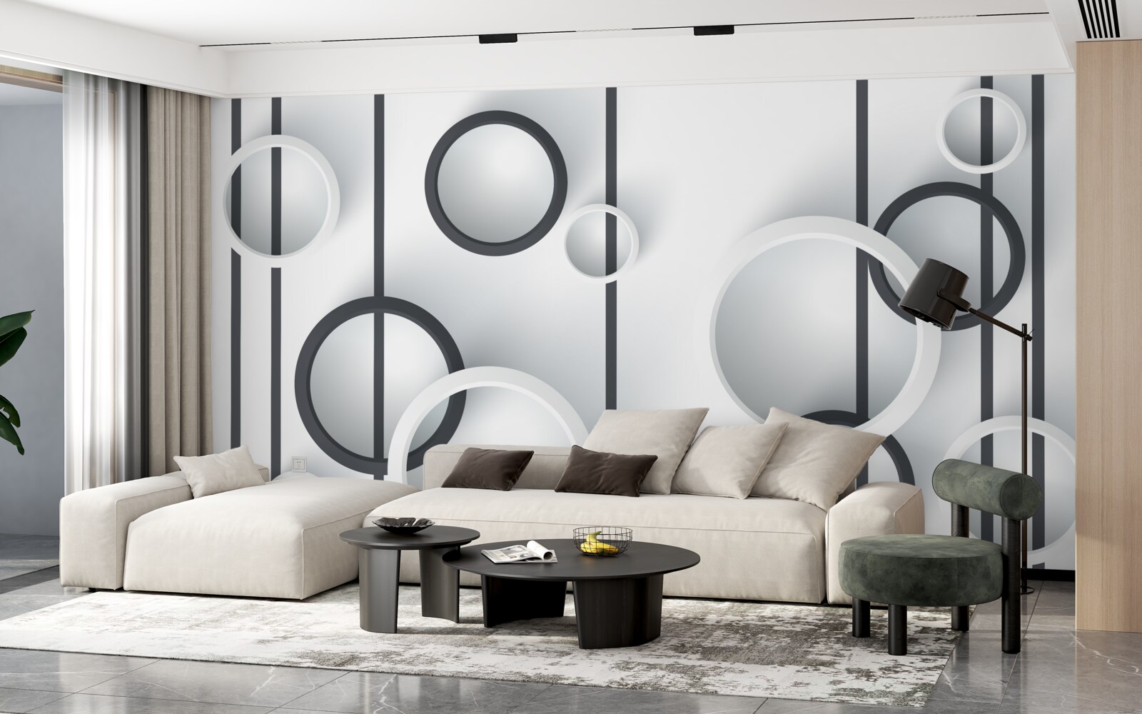 Fototapeta kruhy a čiary v abstrakcii