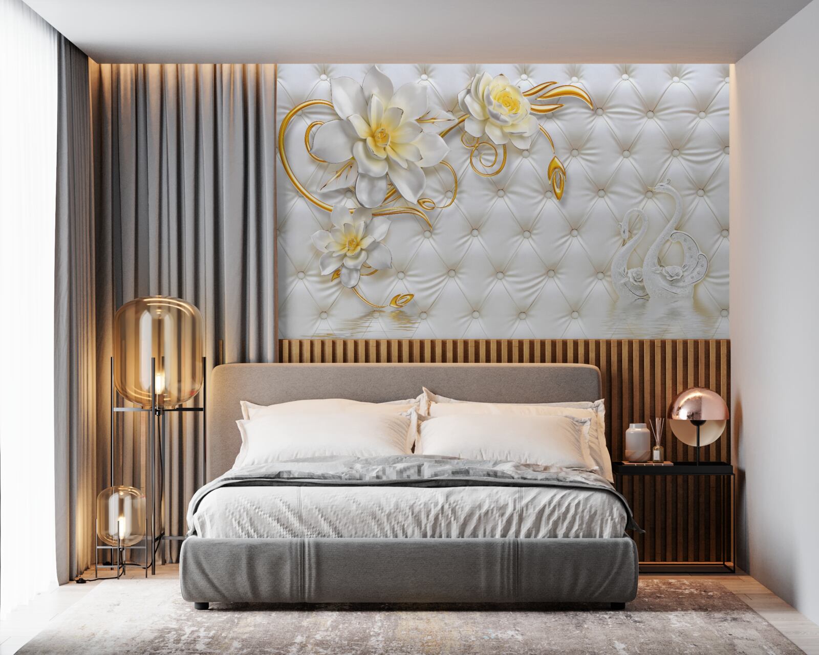 Fototapeta textúra bielej látky a kvety