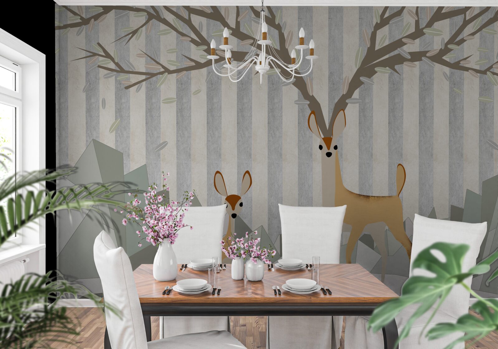 Fototapeta jeleň na pozadí v abstraktnom štýle