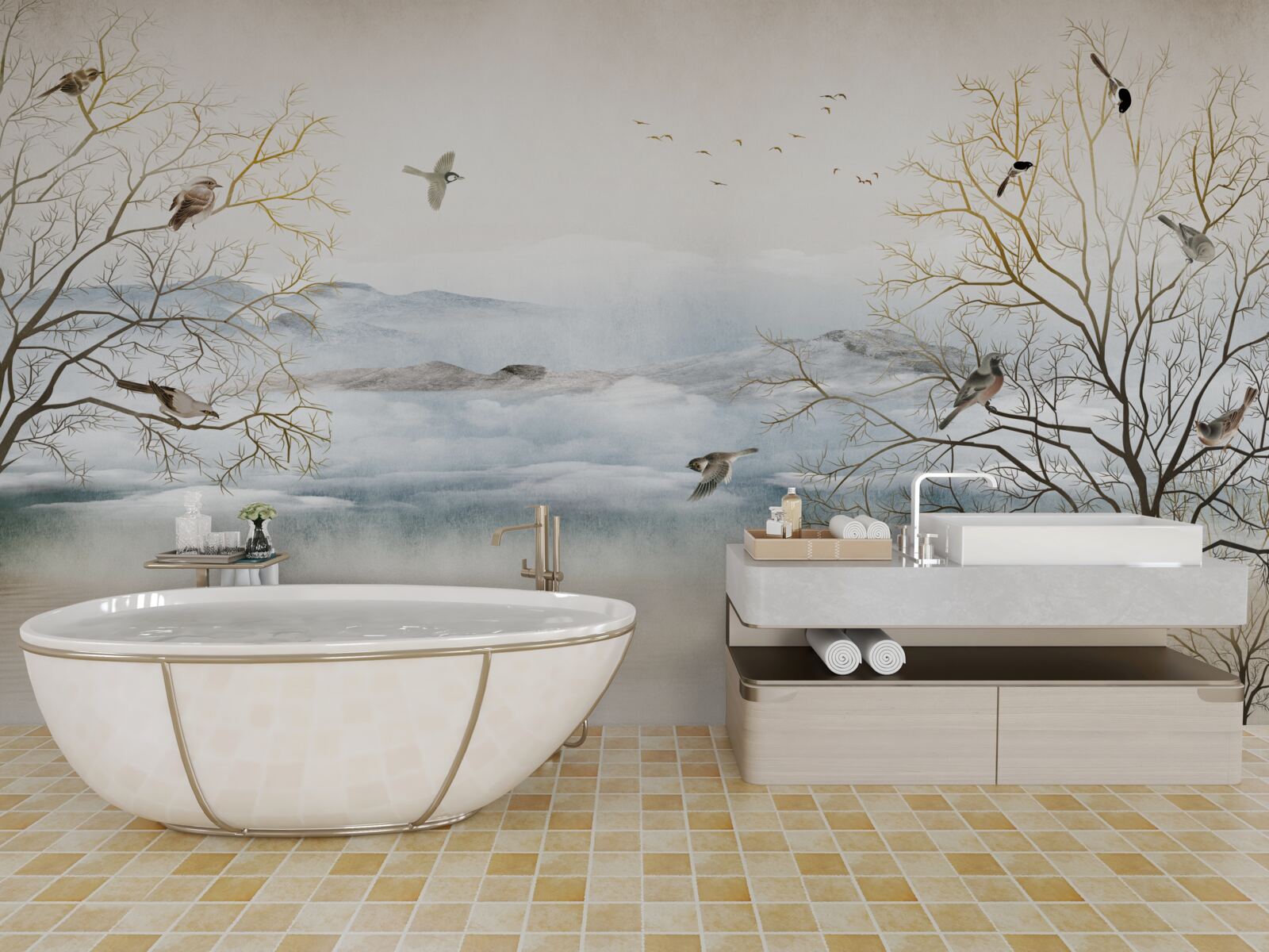 Fototapeta ranná hmla a spev vtákov