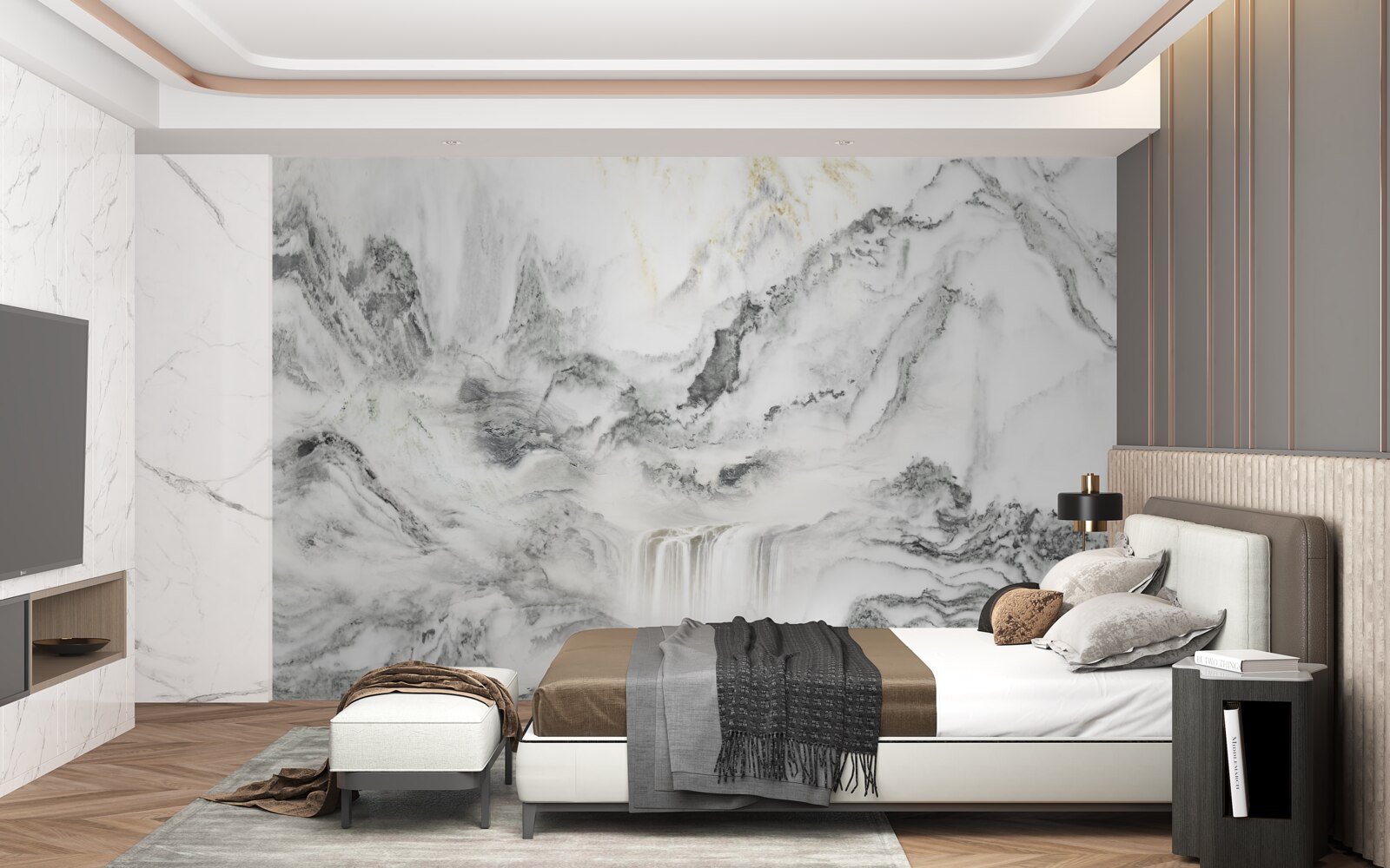 Fototapeta mramorová textúra s výhľadom na hory