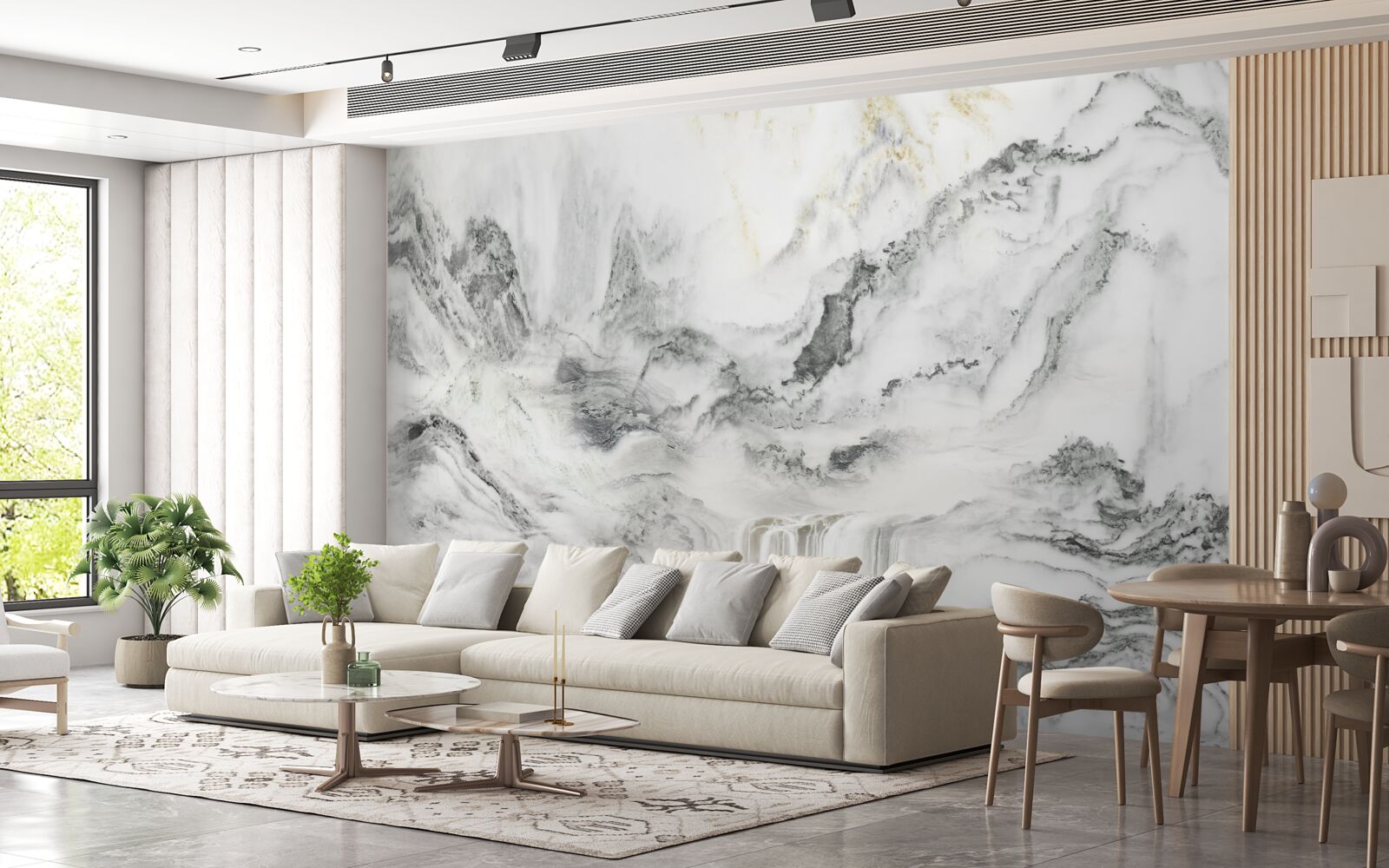 Fototapeta mramorová textúra s výhľadom na hory