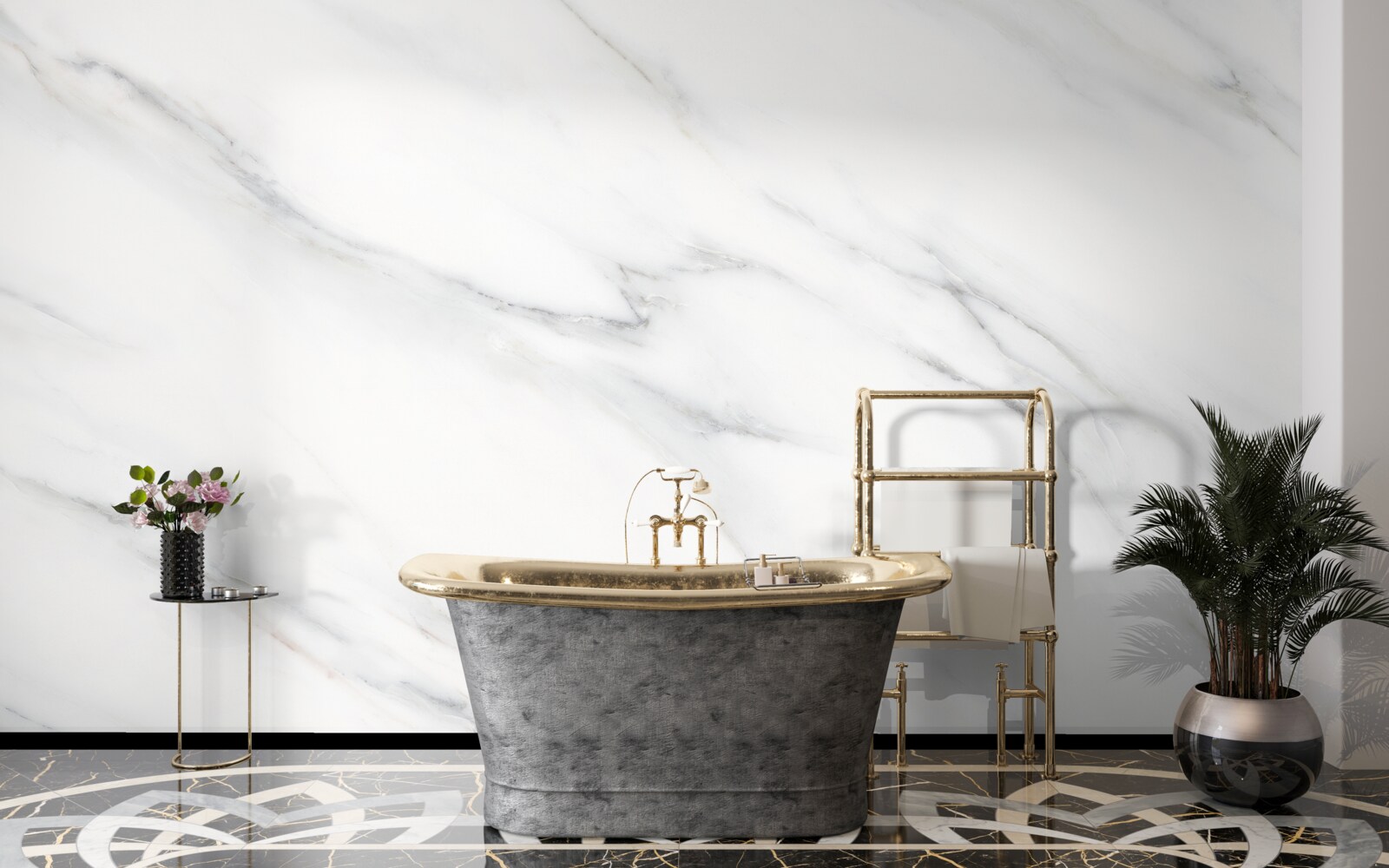 Fototapeta biely mramor so sivými žilami