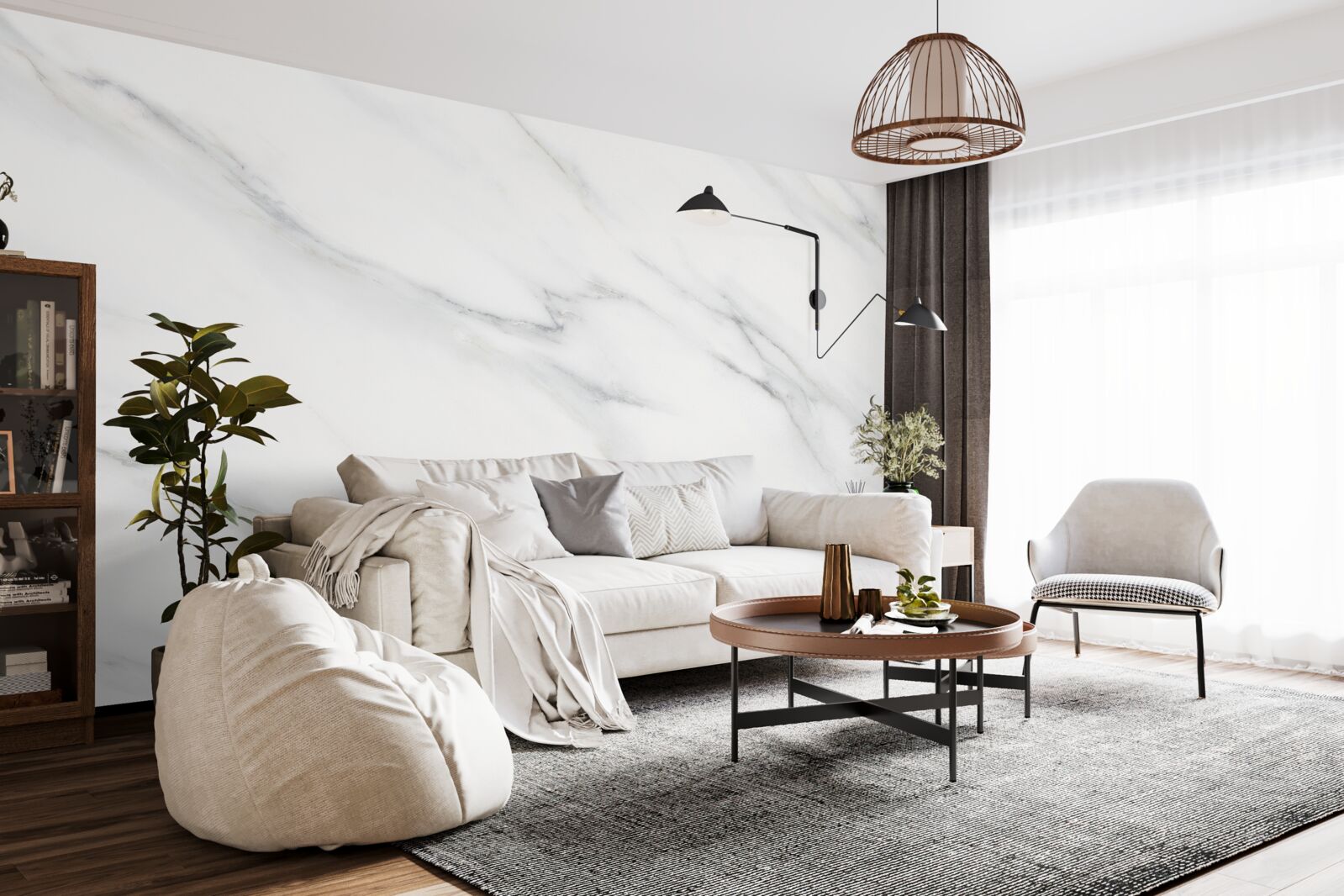 Fototapeta biely mramor so sivými žilami