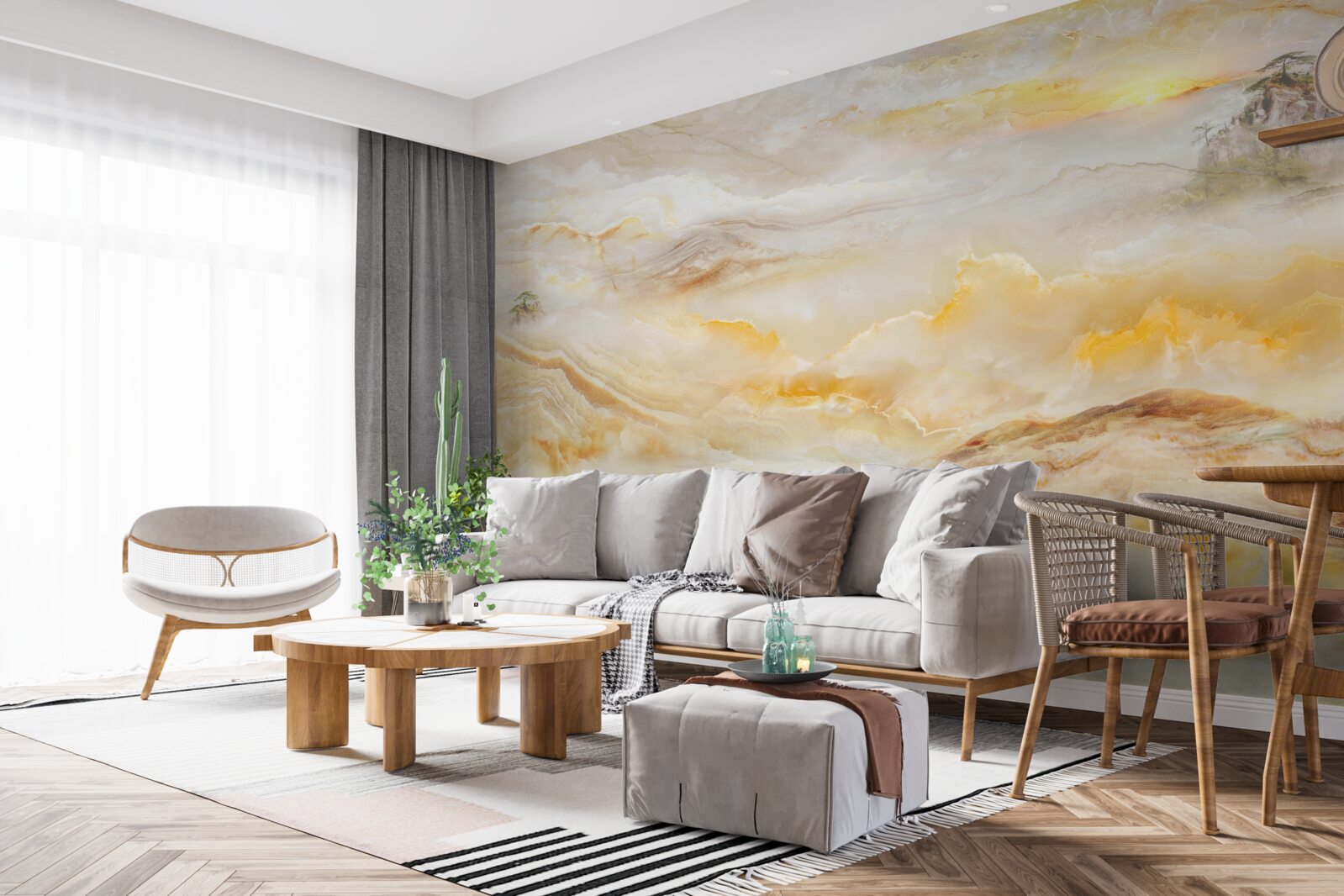 Fototapeta ráno na horách, zahalené v hmle