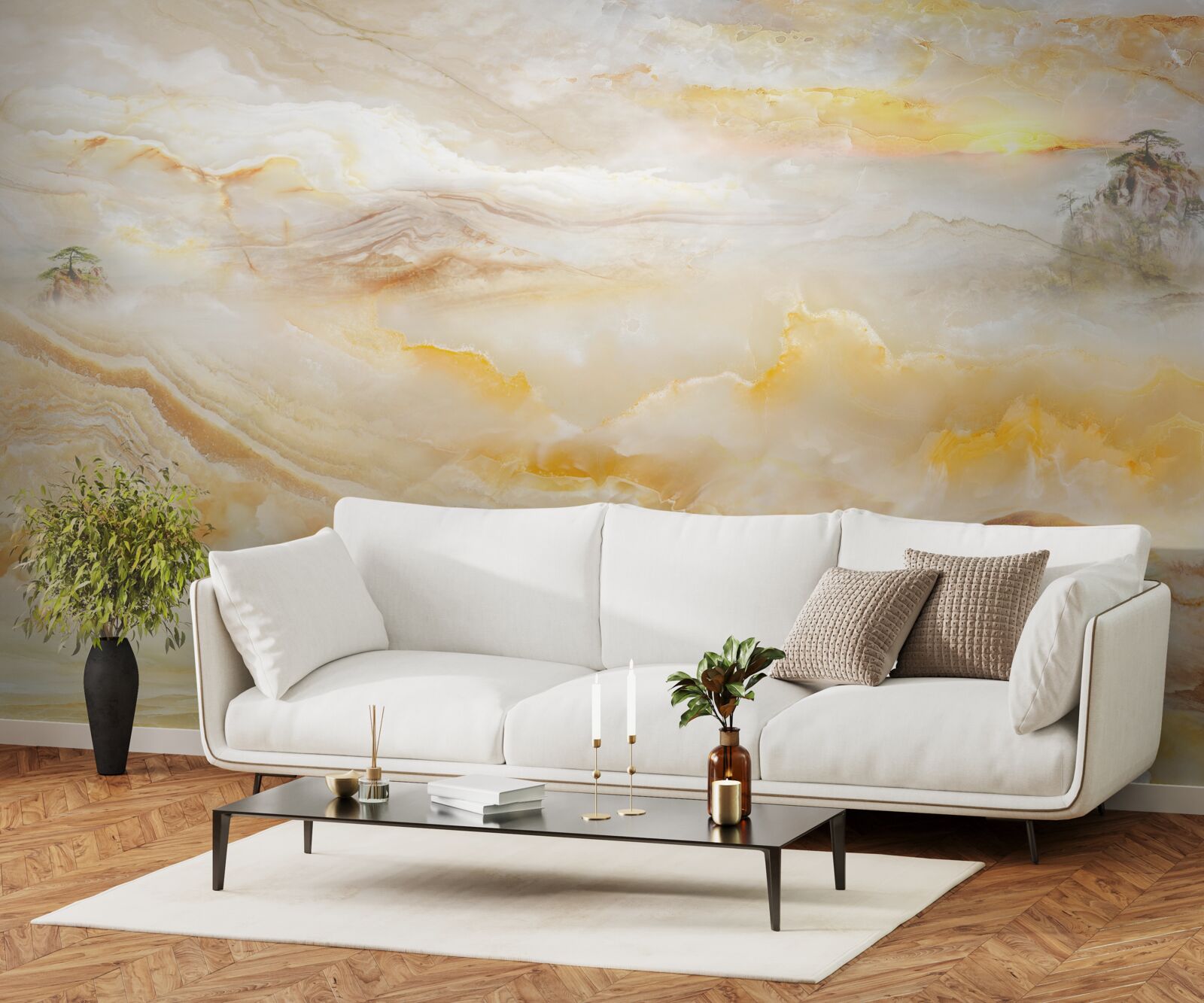 Fototapeta ráno na horách, zahalené v hmle