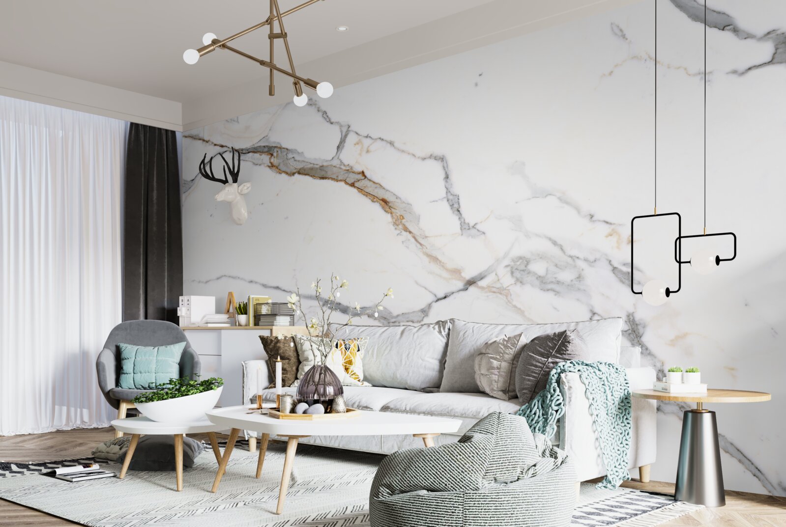 Fototapeta mramor so vzorom rozmazaných vĺn