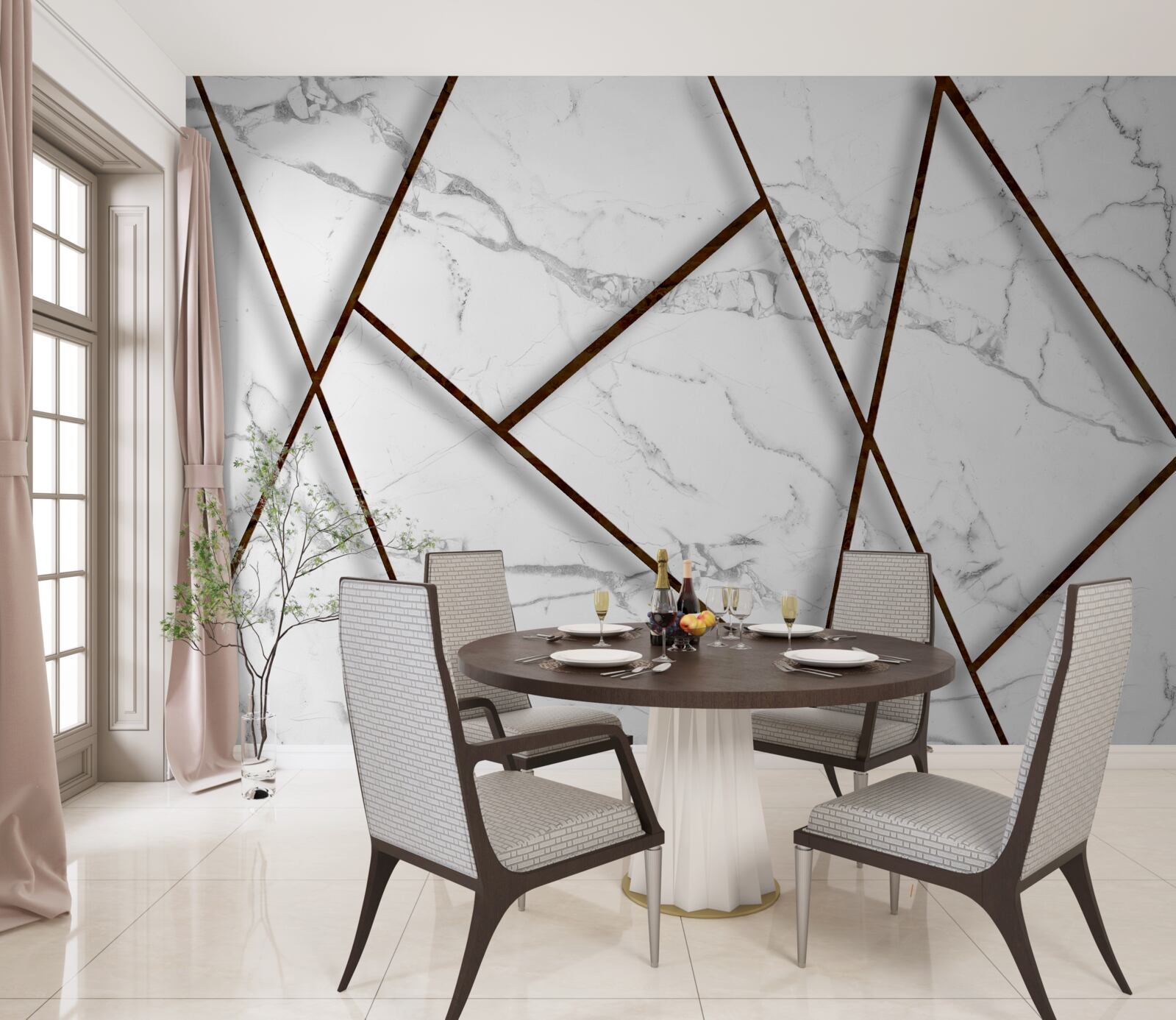 Fototapeta čierne inklúzie na bielom mramore