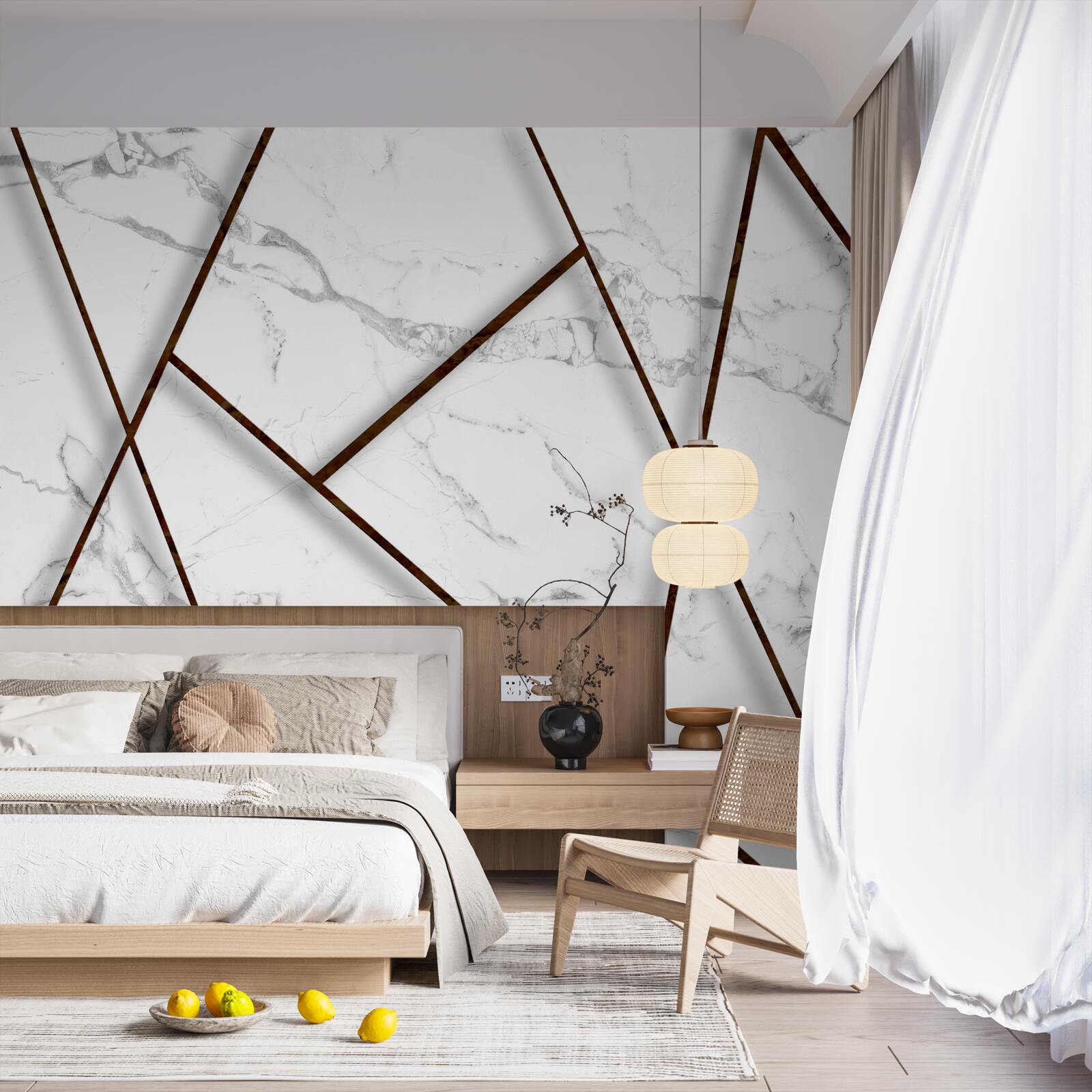 Fototapeta čierne inklúzie na bielom mramore