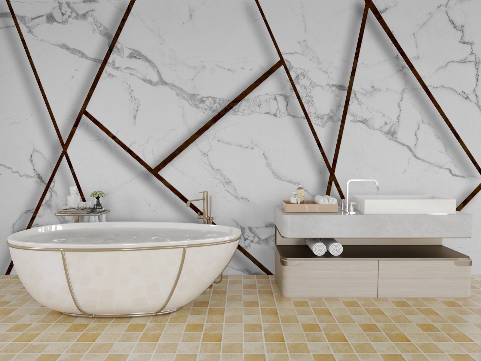 Fototapeta čierne inklúzie na bielom mramore