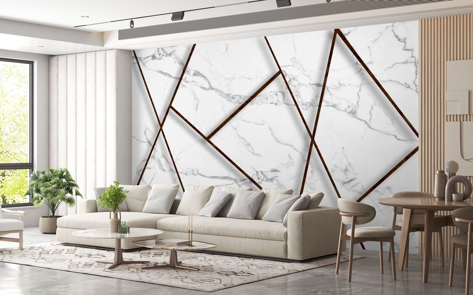 Fototapeta čierne inklúzie na bielom mramore