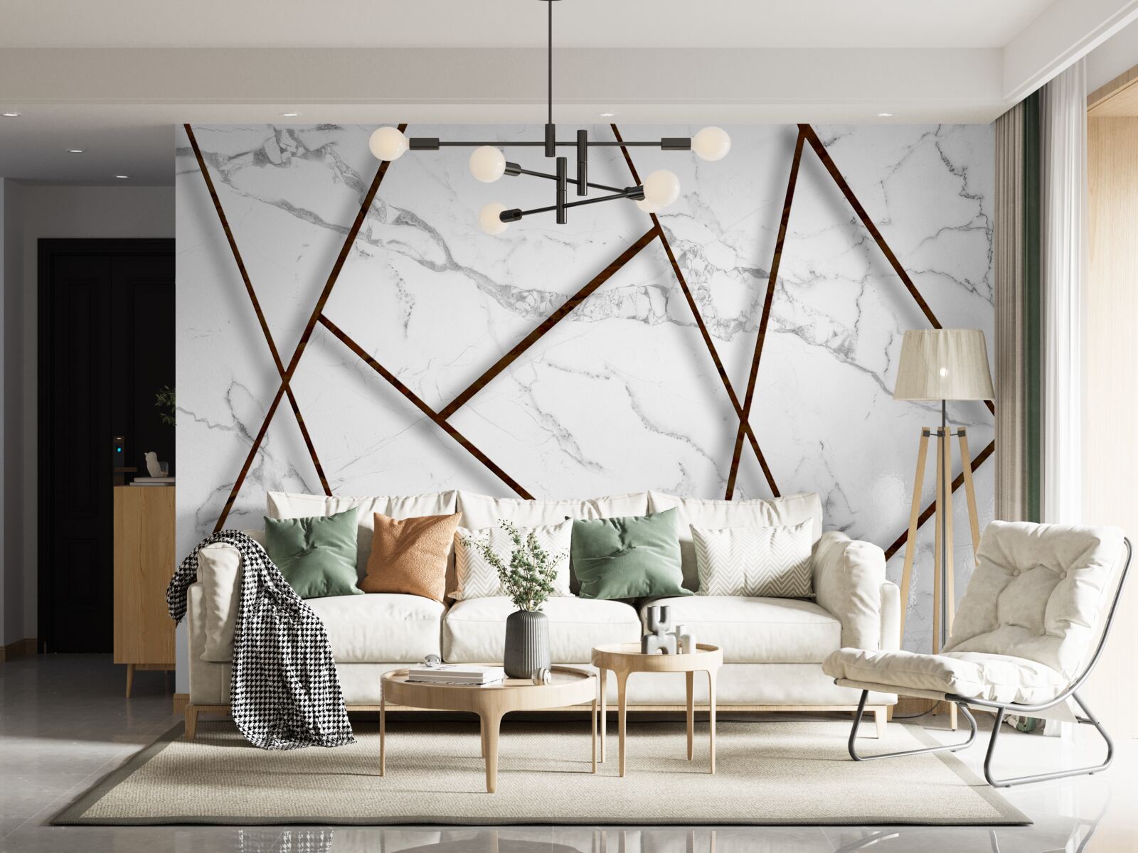 Fototapeta čierne inklúzie na bielom mramore