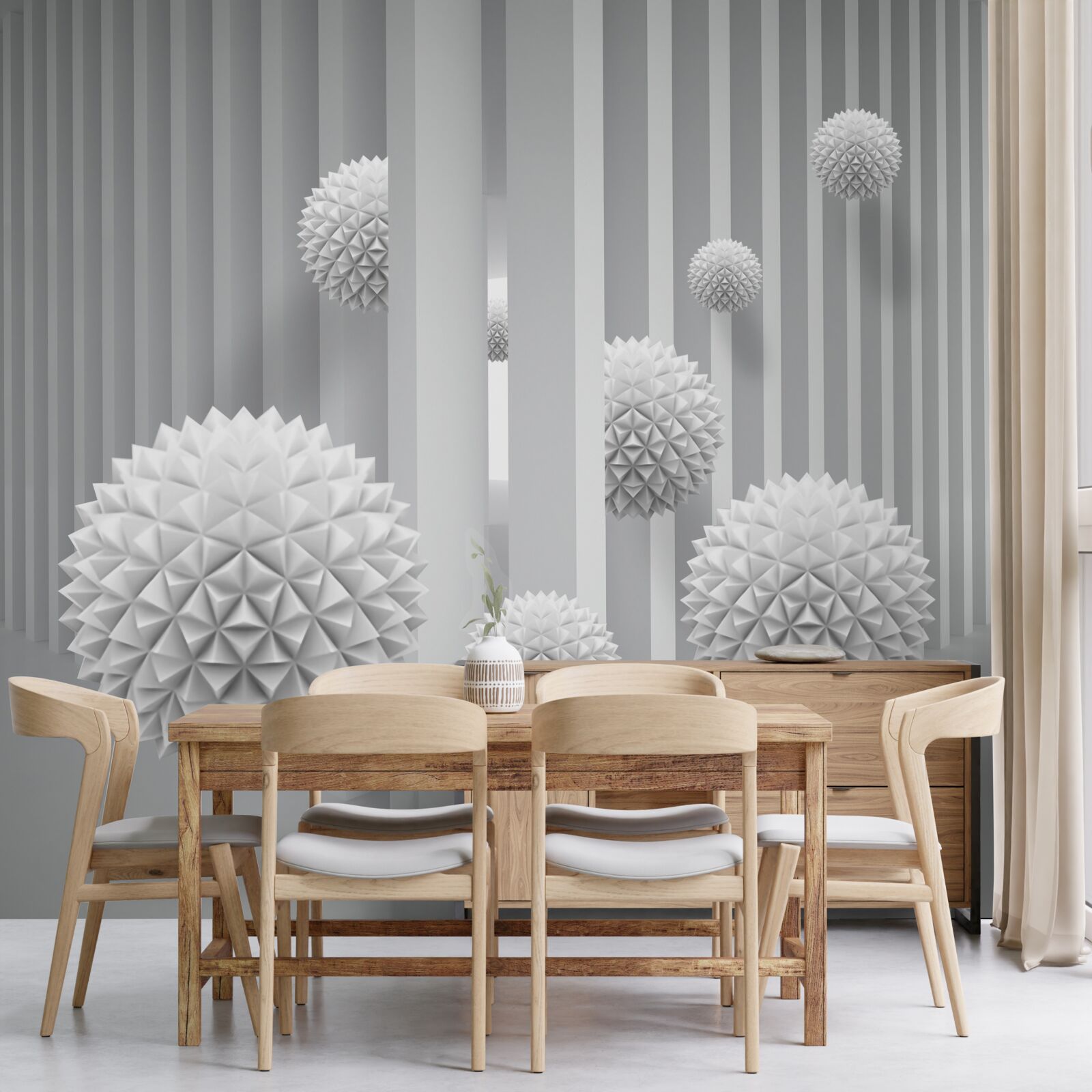 Fototapeta gule lietajúce nad geometrickými tvarmi