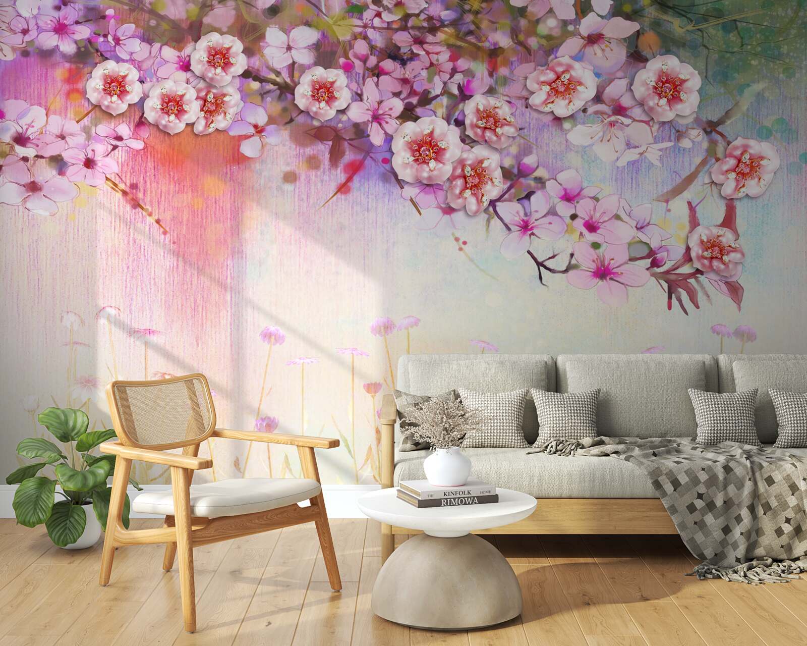 Fototapeta nad poľom sa tiahne veľkolepá kvetinová vetva