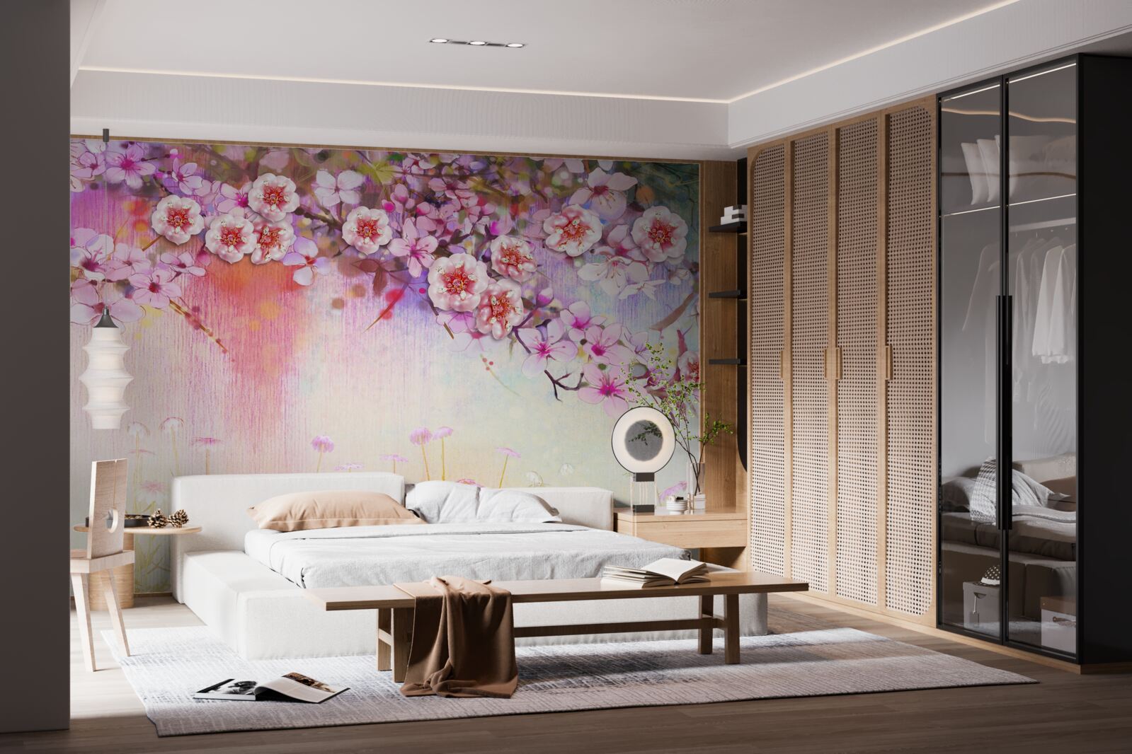 Fototapeta nad poľom sa tiahne veľkolepá kvetinová vetva