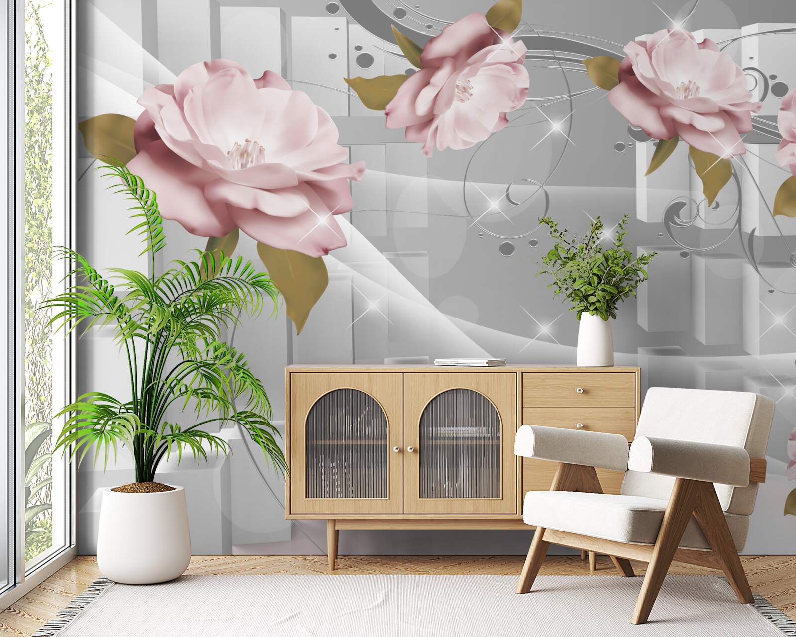 Fototapeta kvetné puky v geometrických tvaroch