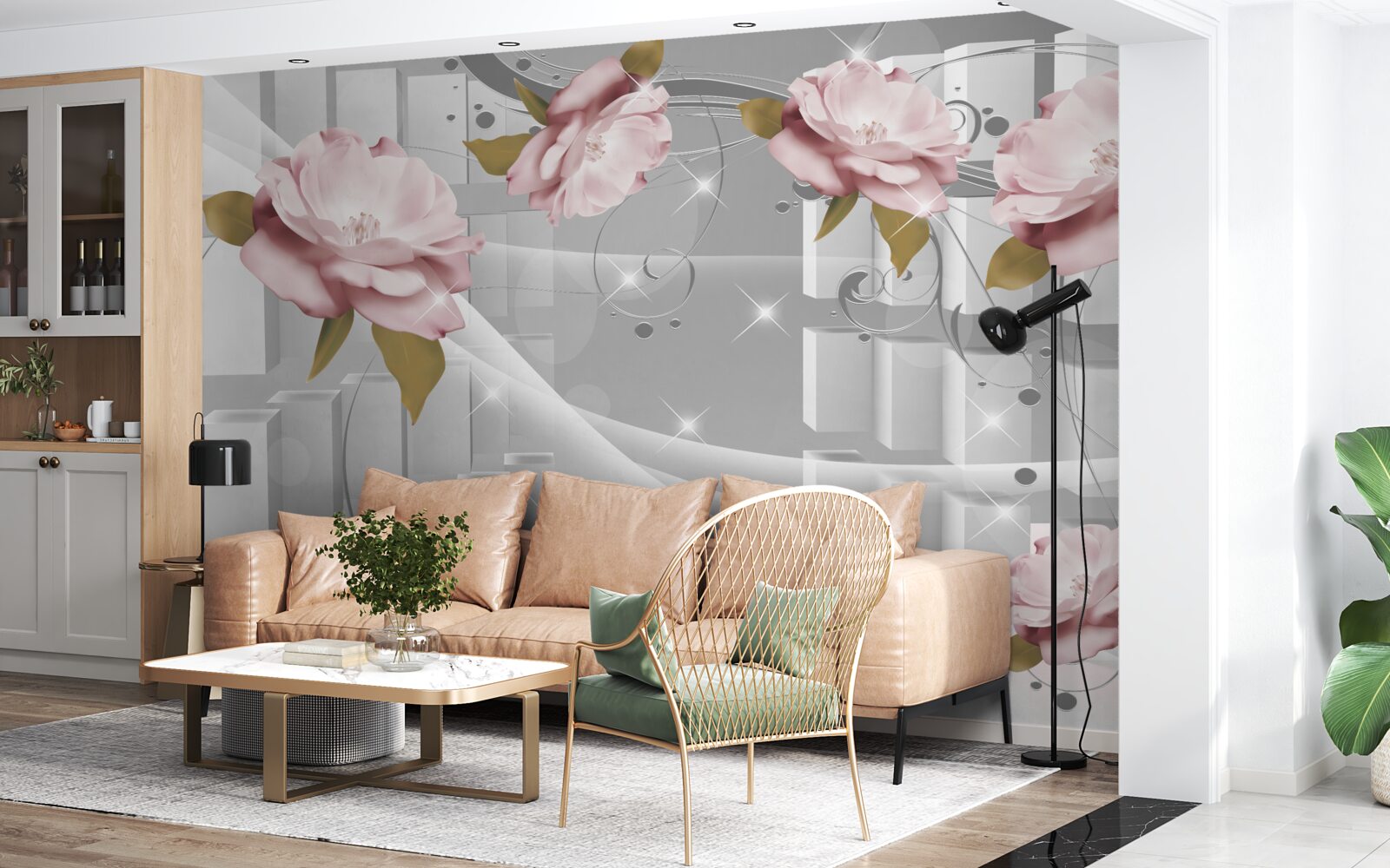 Fototapeta kvetné puky v geometrických tvaroch