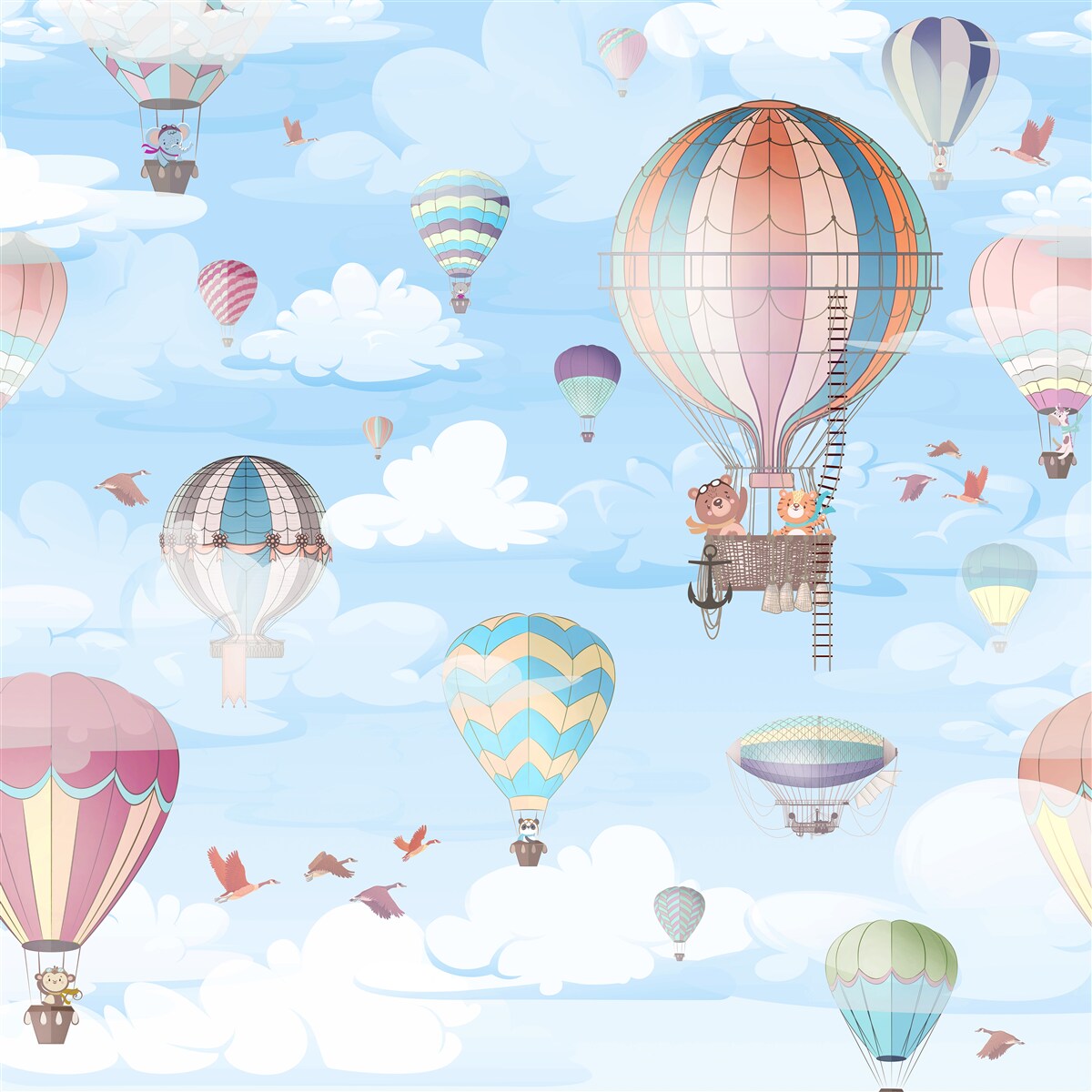 Fototapeta lietajúce balóny s obrázkami zvierat