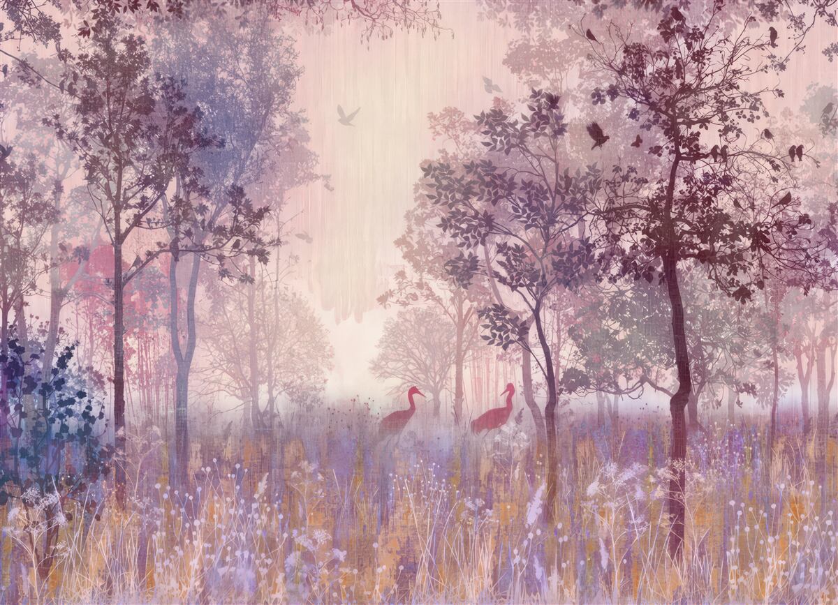 Fototapeta akvarel jesenný les