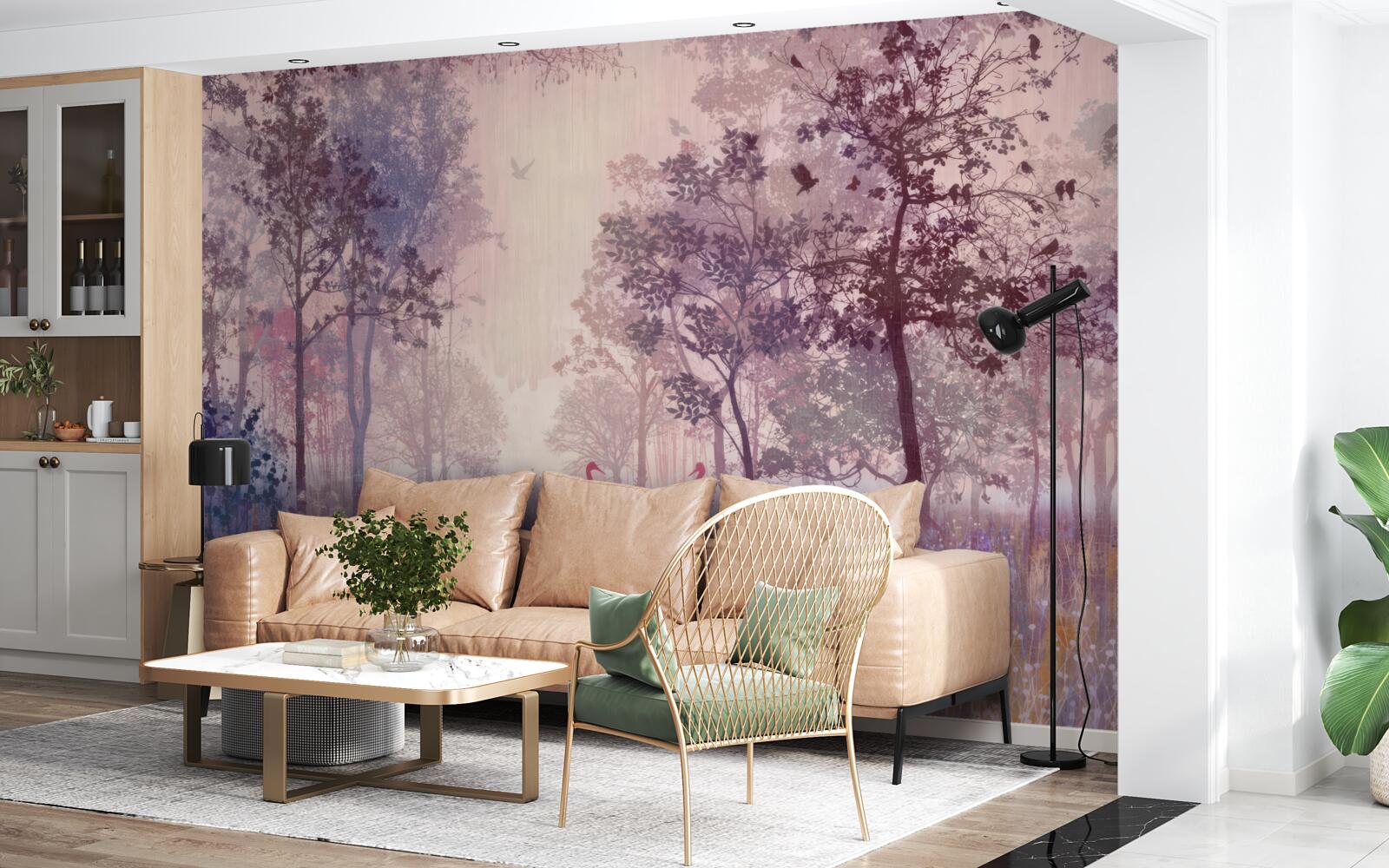 Fototapeta akvarel jesenný les