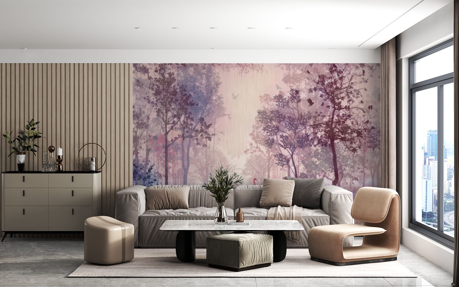 Fototapeta akvarel jesenný les