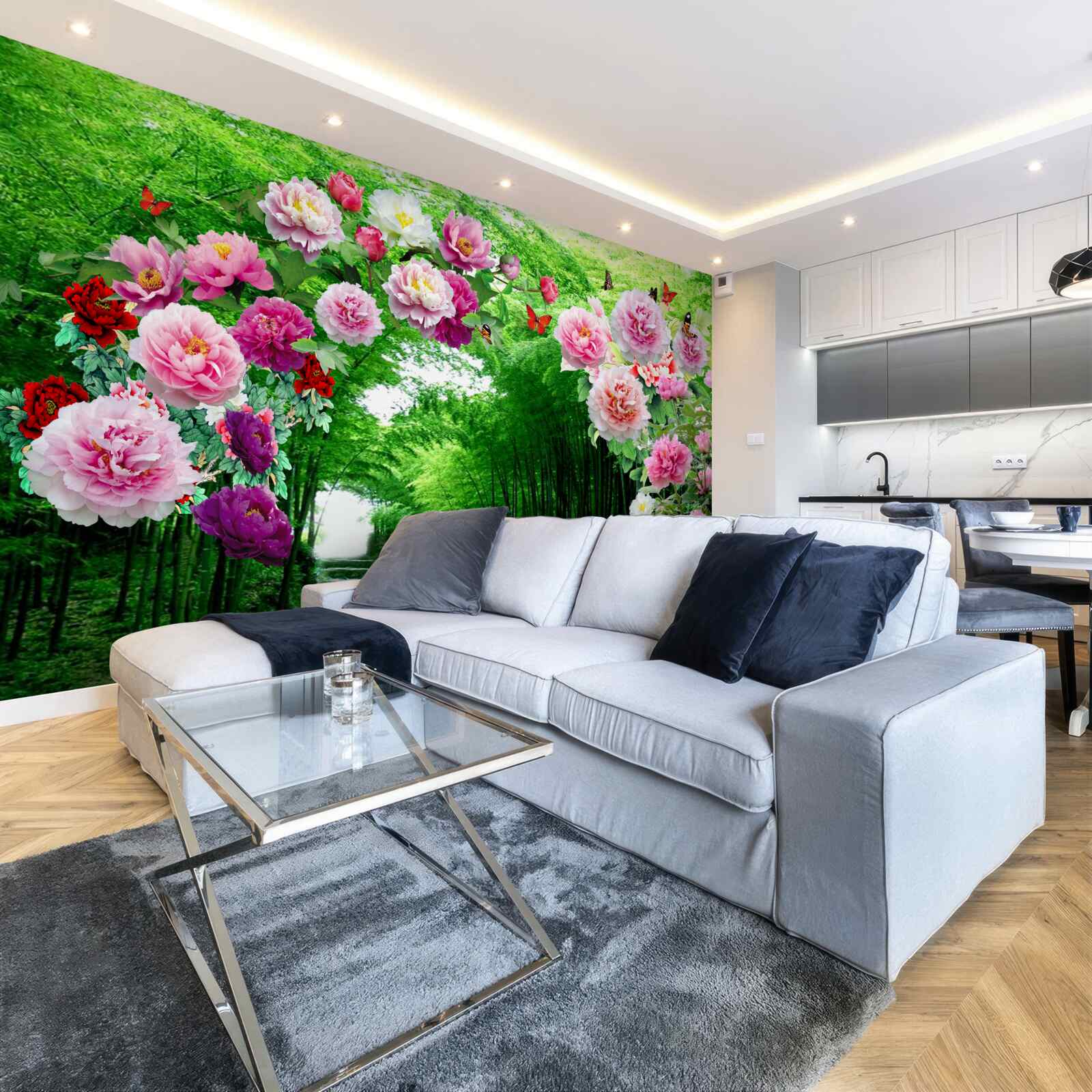 Fototapeta kvety a líšky zo zeleného bambusu