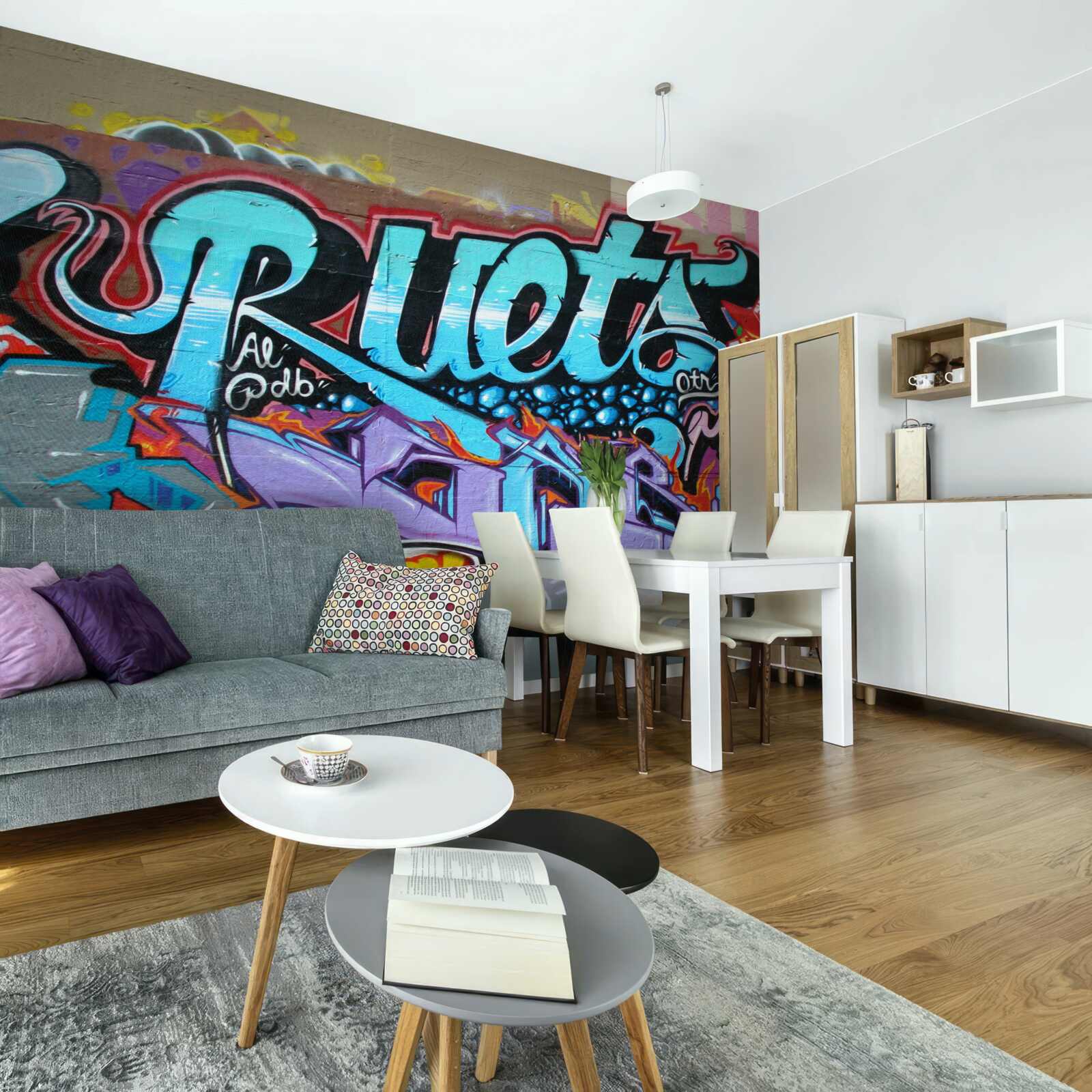 Fototapeta Stena zdobená jasnými graffiti