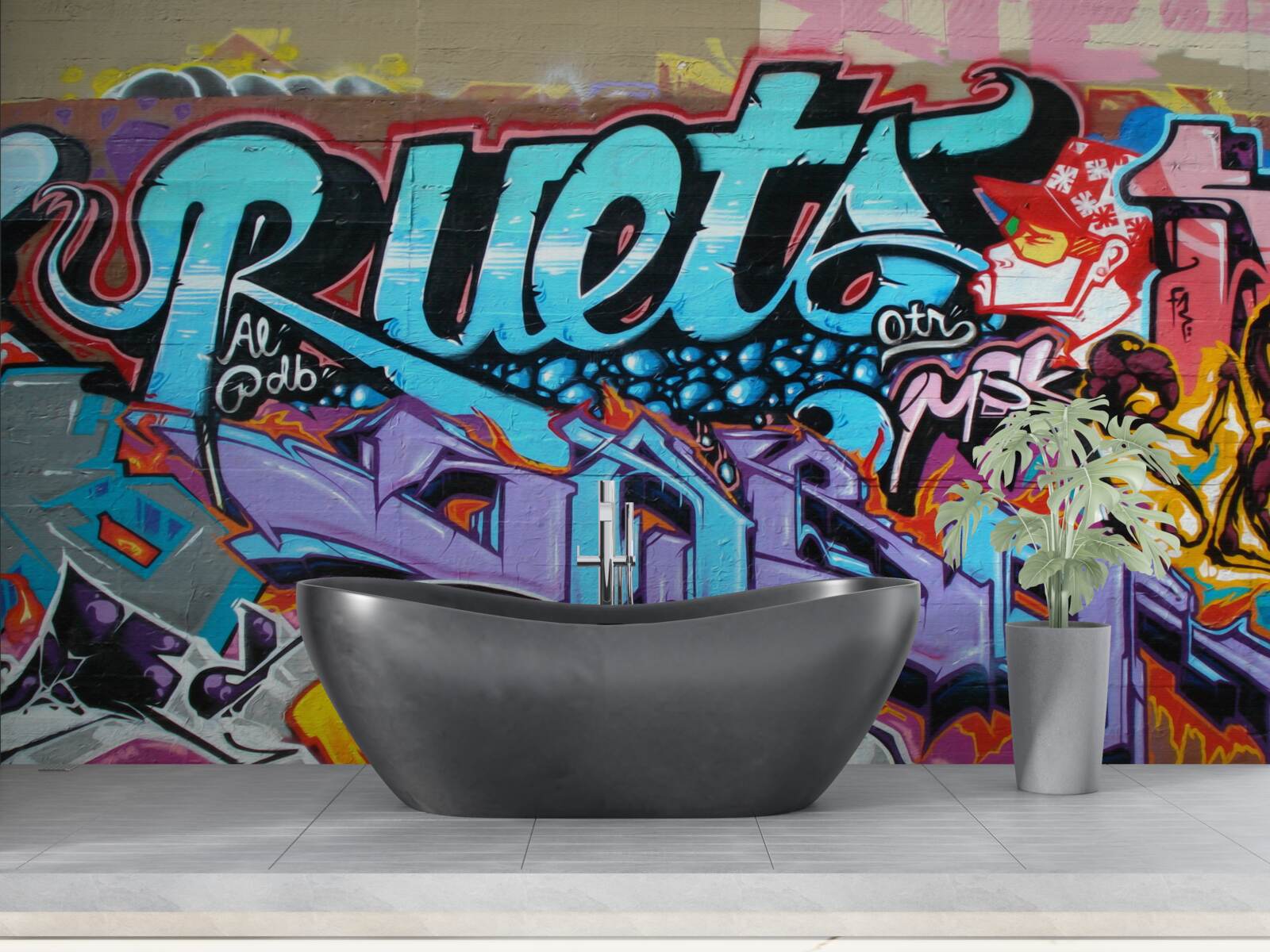 Fototapeta Stena zdobená jasnými graffiti