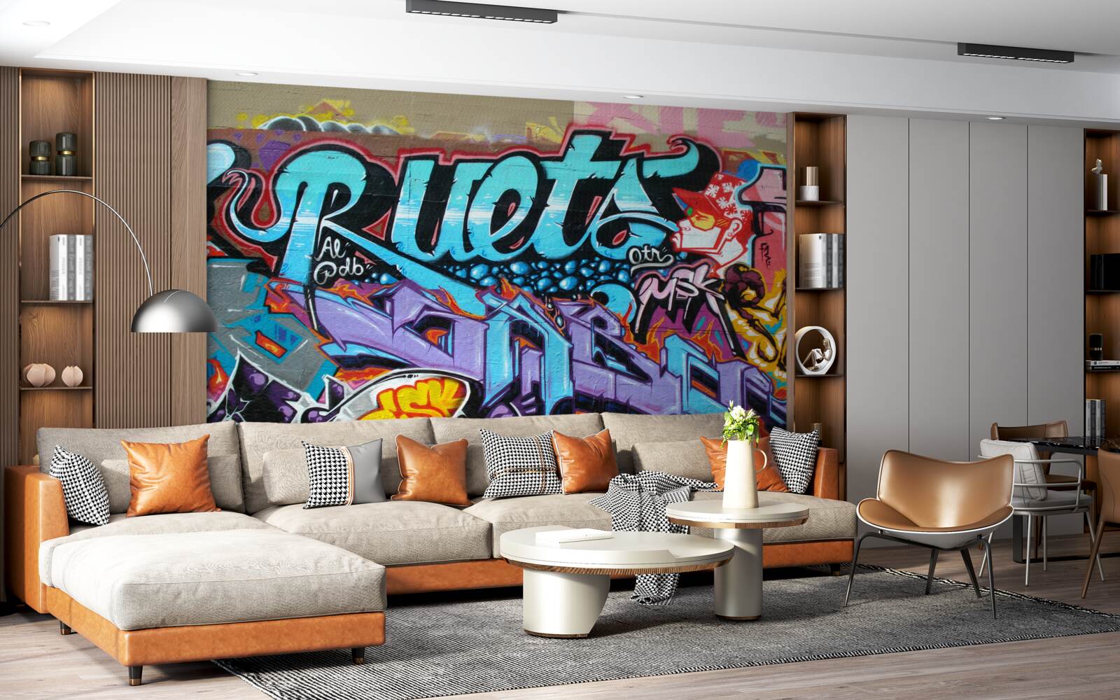 Fototapeta Stena zdobená jasnými graffiti