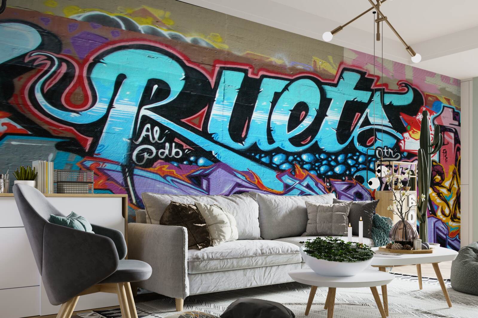 Fototapeta Stena zdobená jasnými graffiti