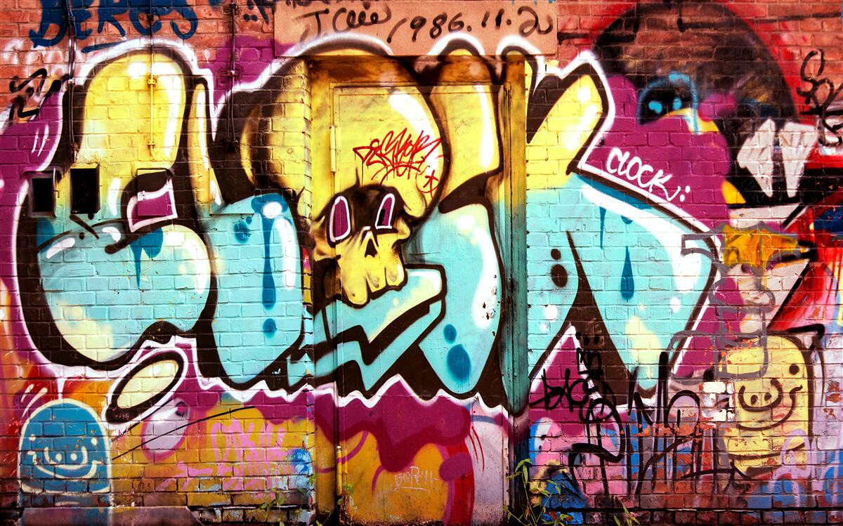 Fototapeta graffiti s jasným nápisom