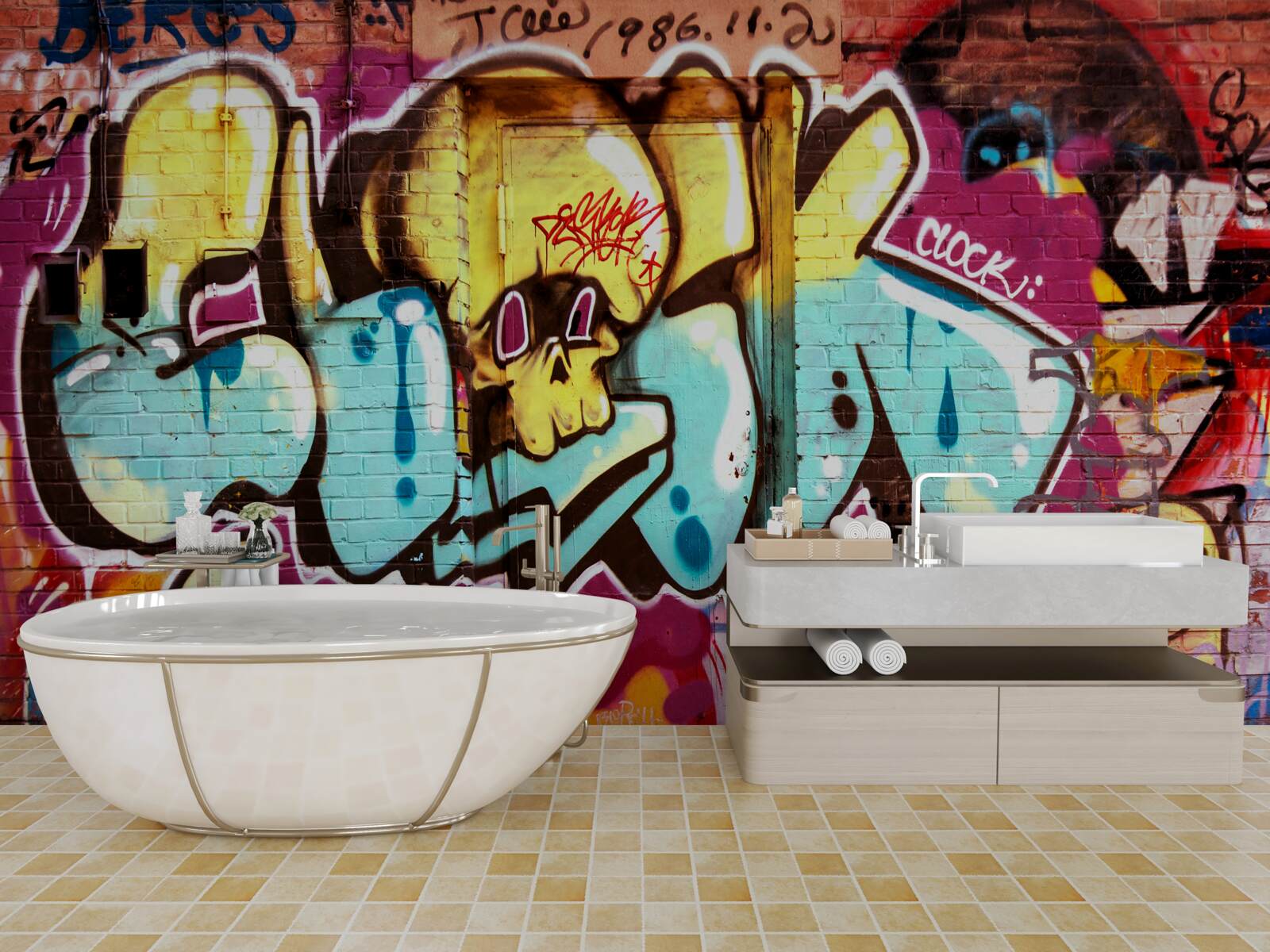 Fototapeta graffiti s jasným nápisom