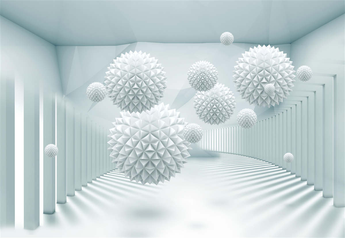 Fototapeta trojrozmerné gule s plávajúcimi ostrými hranami