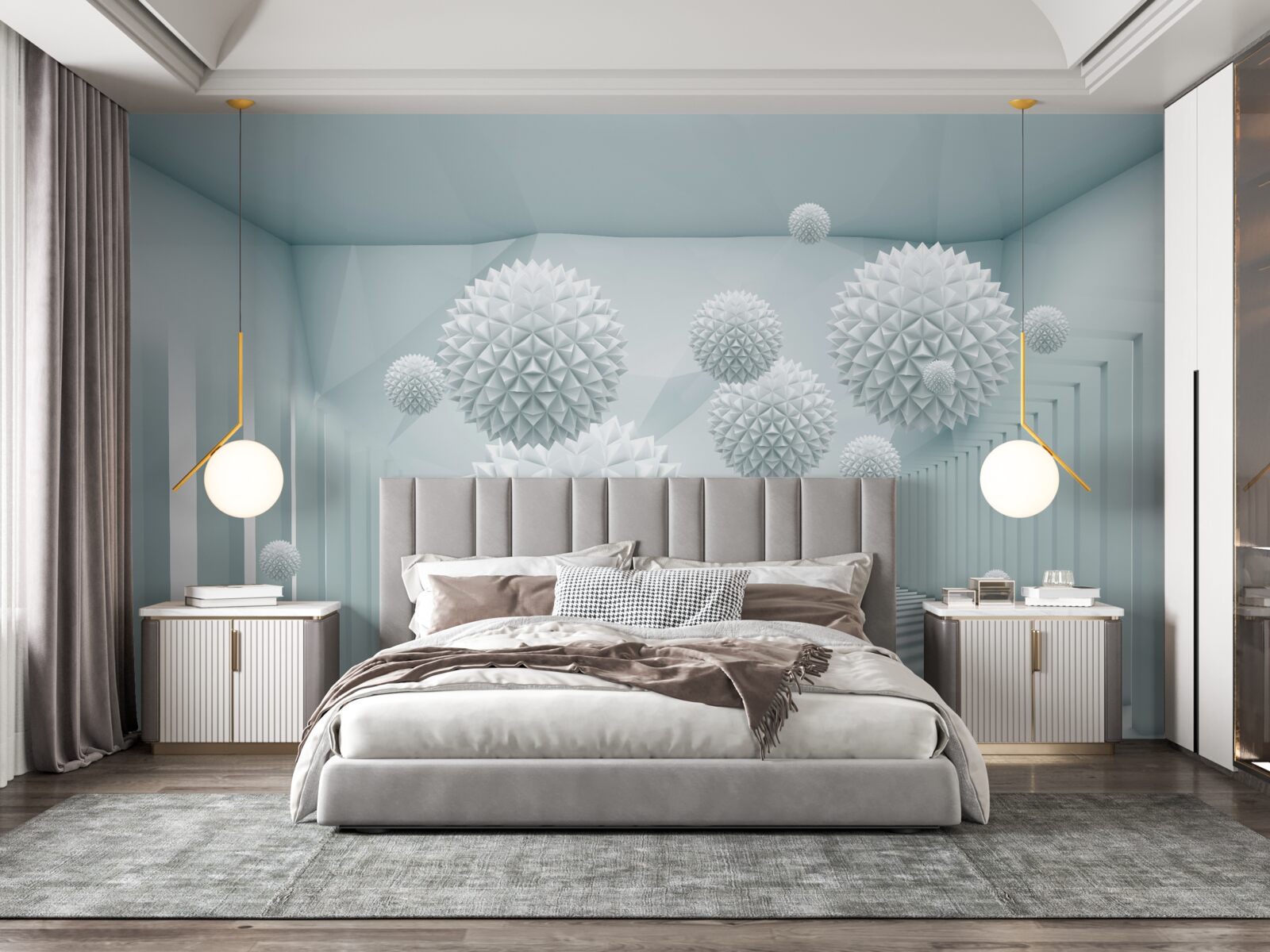 Fototapeta trojrozmerné gule s plávajúcimi ostrými hranami